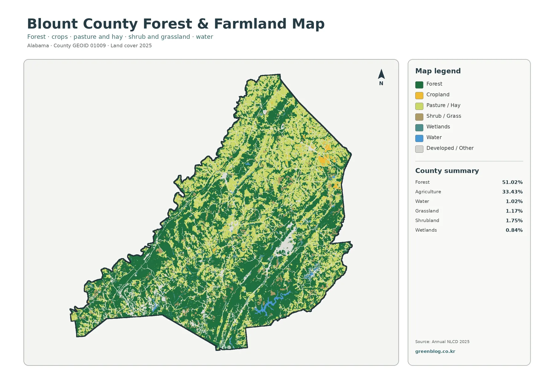 Blount County forest and farmland map