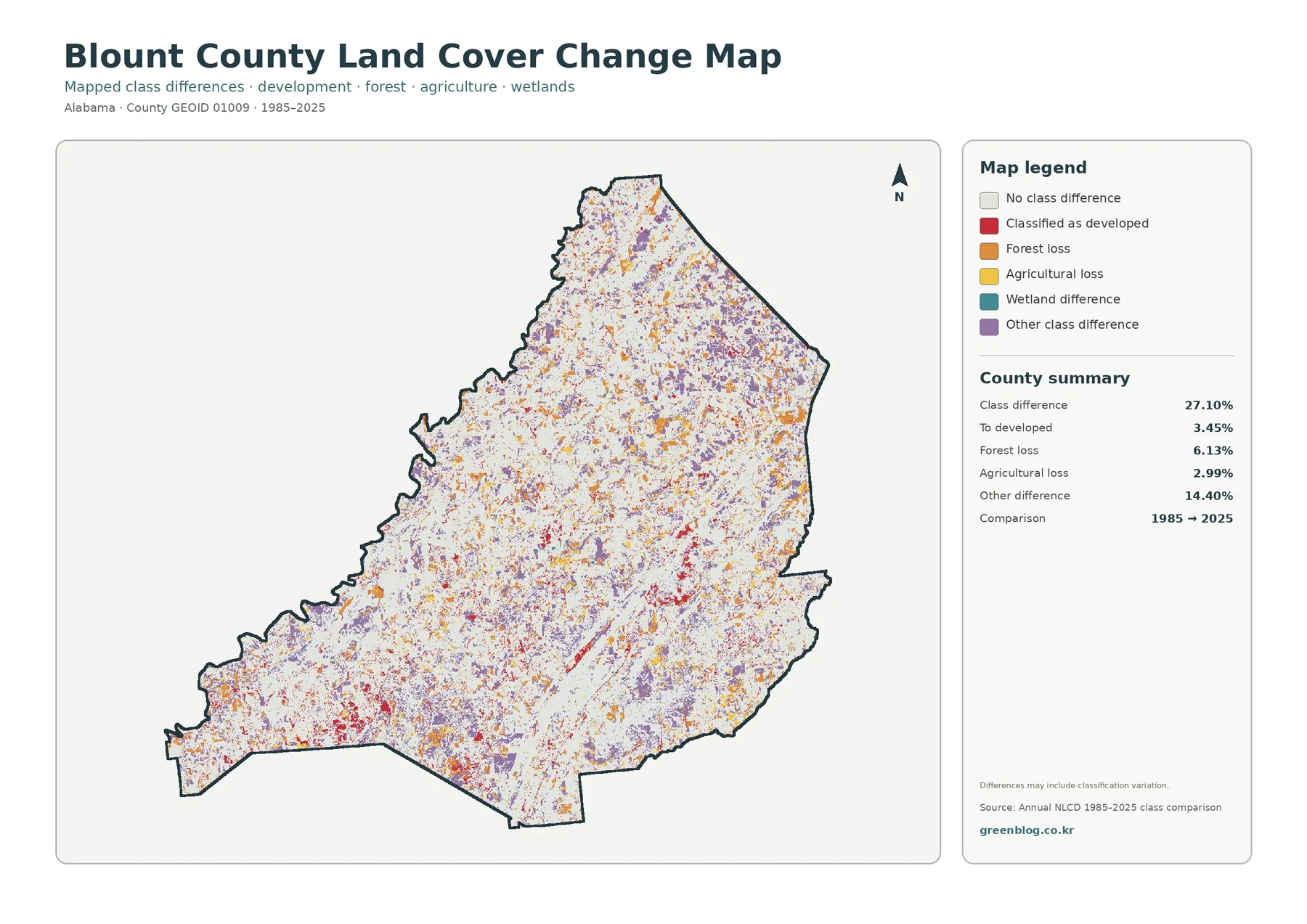 Blount County land cover change map