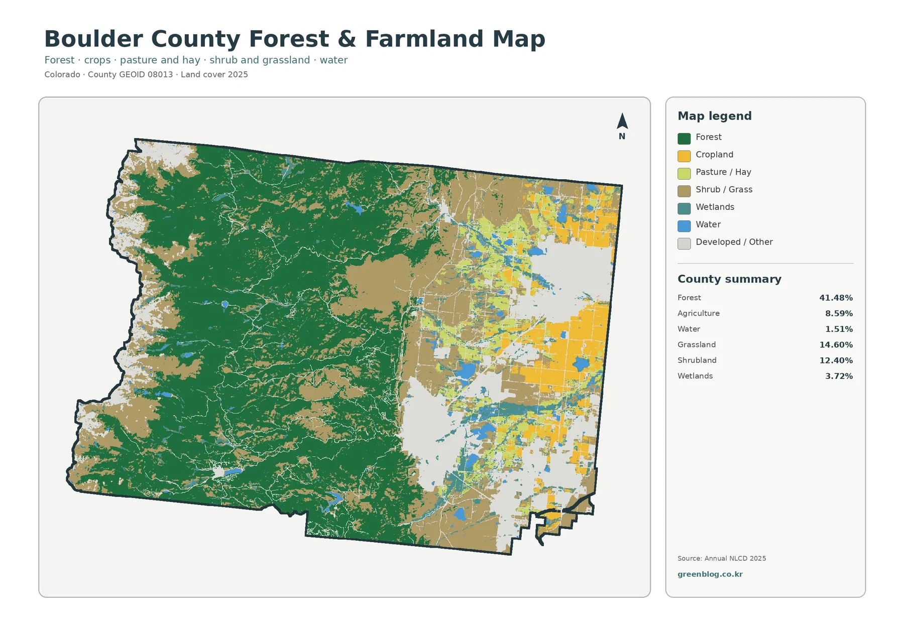Boulder County forest and farmland map