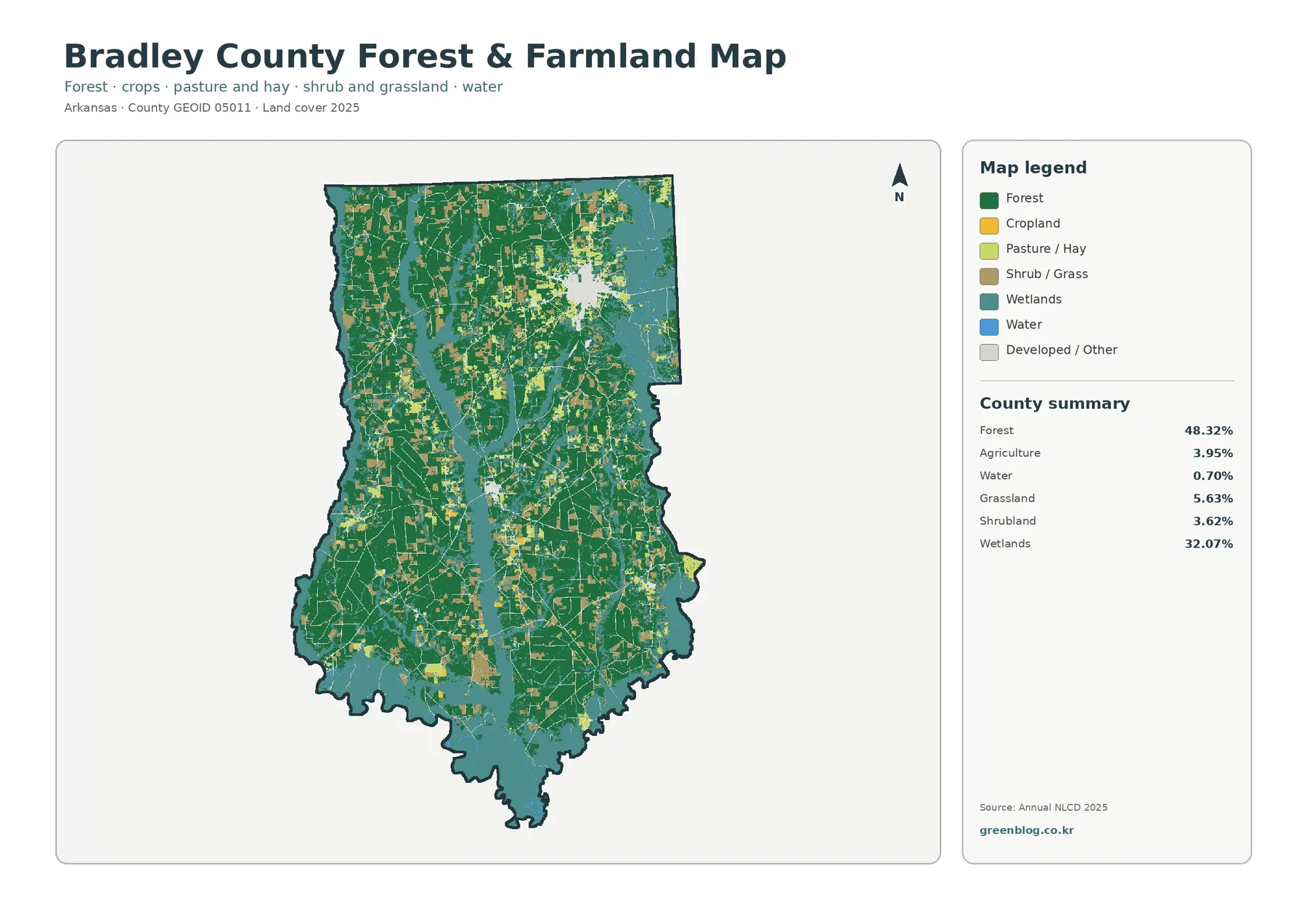 Bradley County forest and farmland map