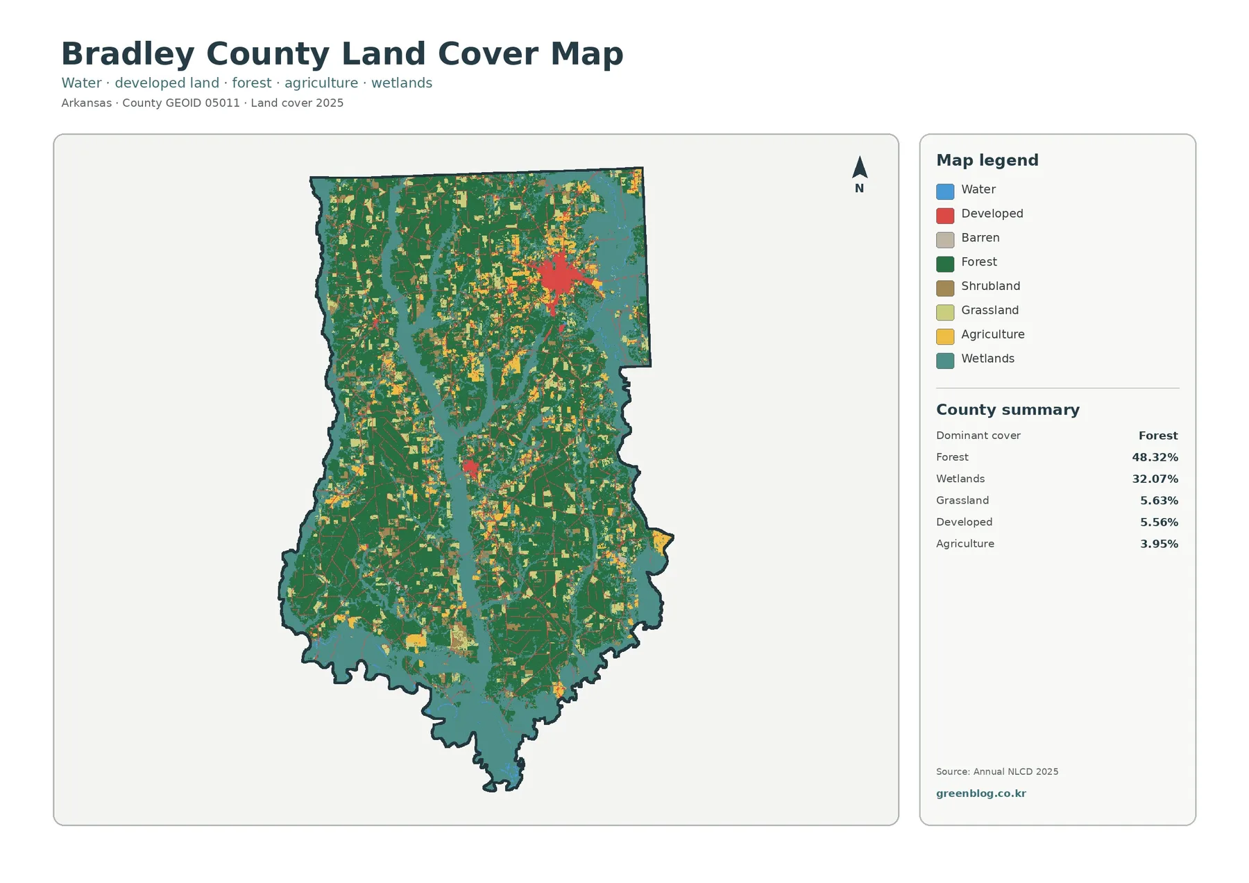 Bradley County land cover map