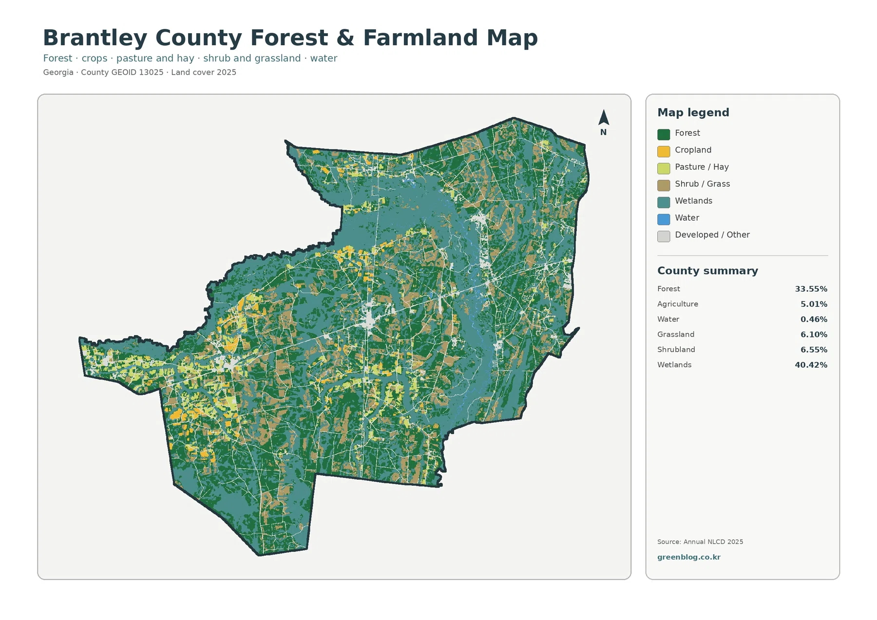 Brantley County forest and farmland map