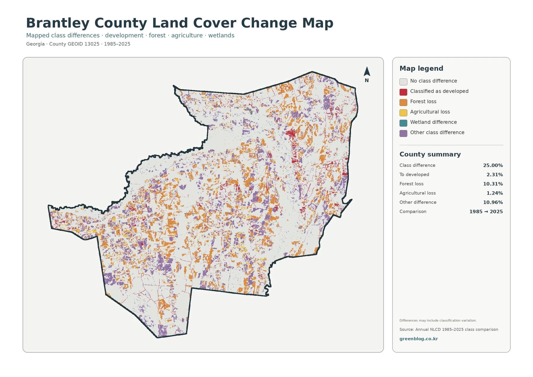 Brantley County land cover change map