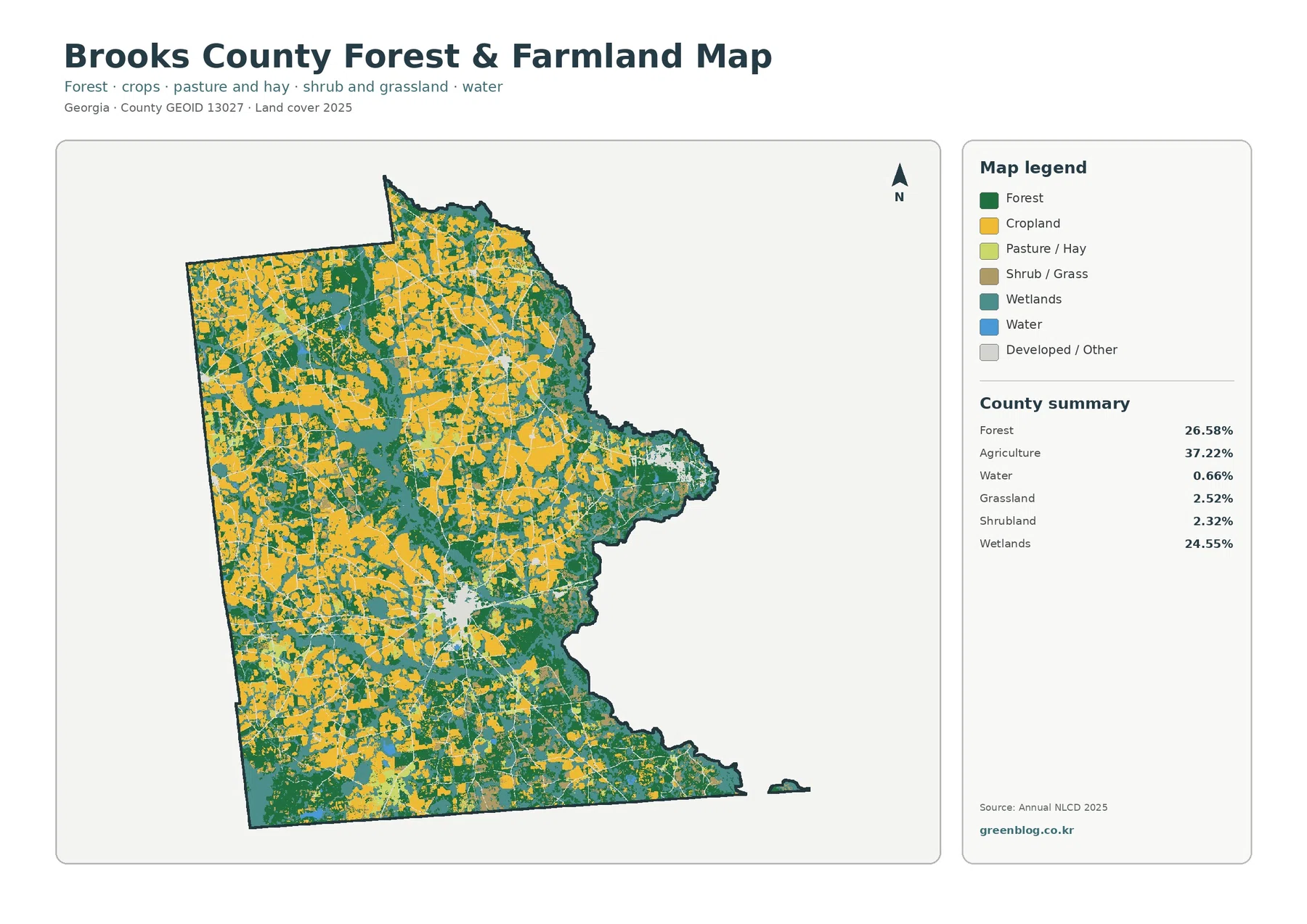 Brooks County forest and farmland map