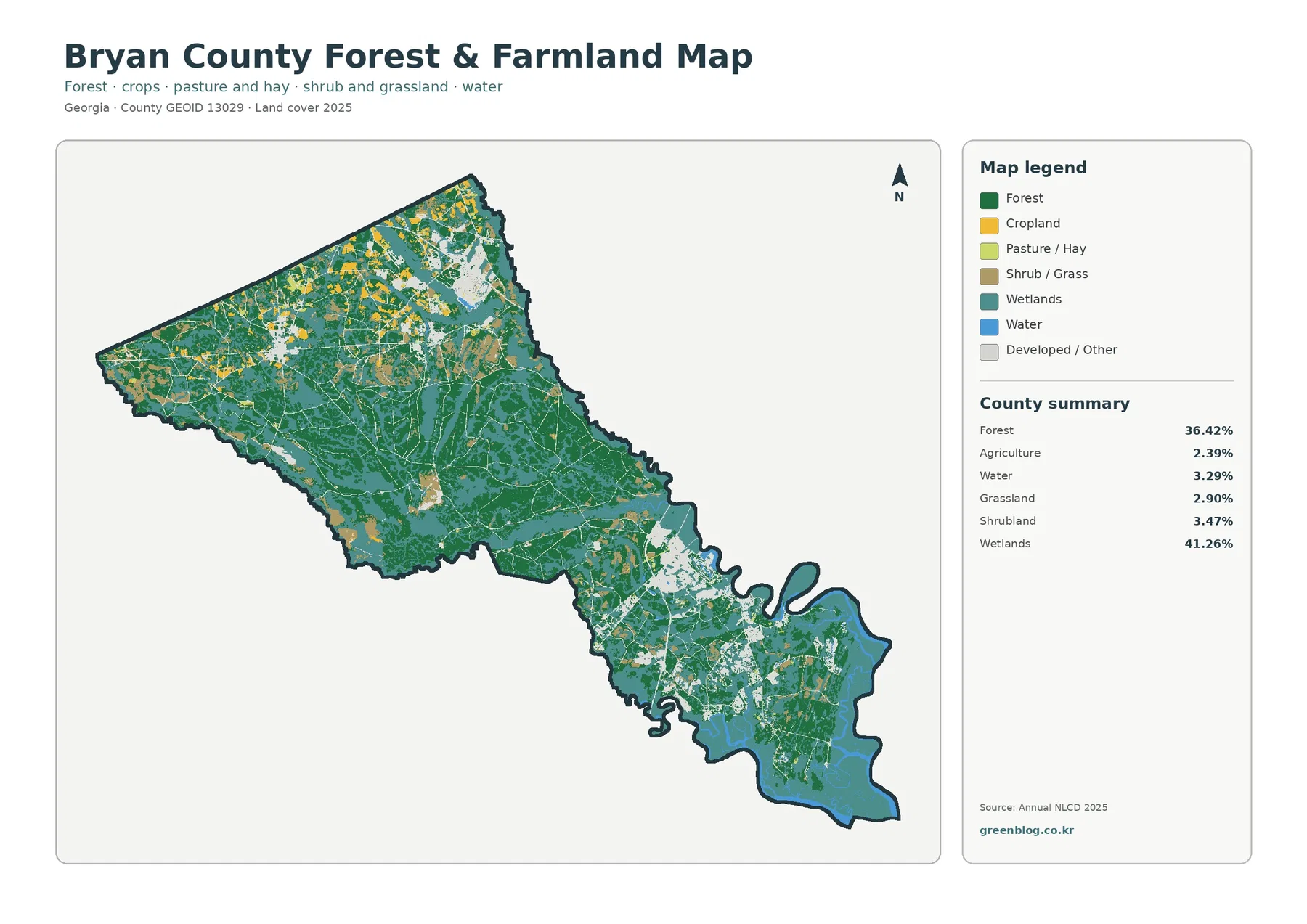 Bryan County forest and farmland map