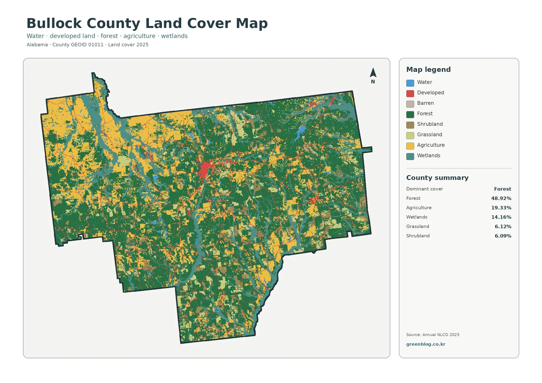 Bullock County land cover map