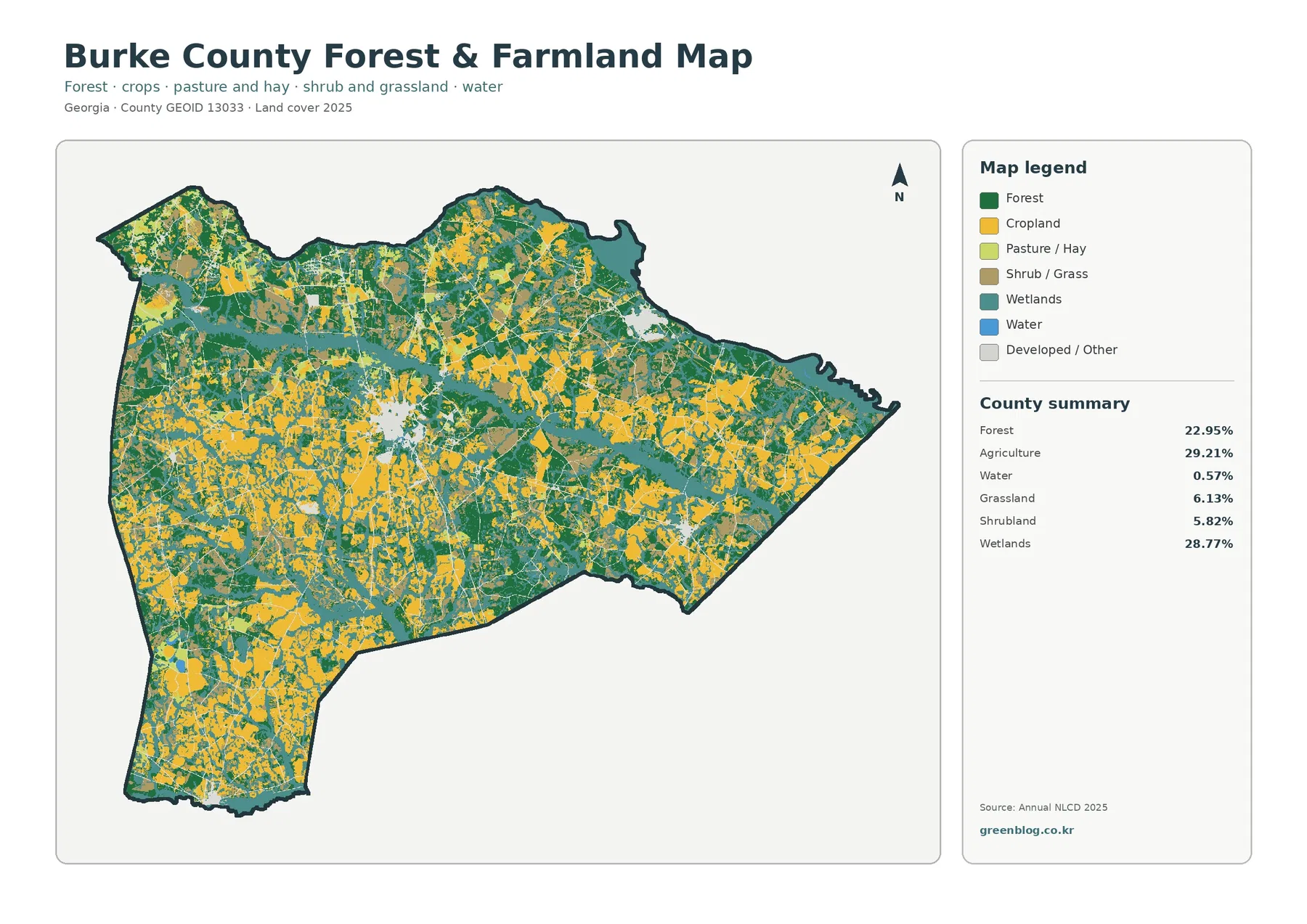 Burke County forest and farmland map