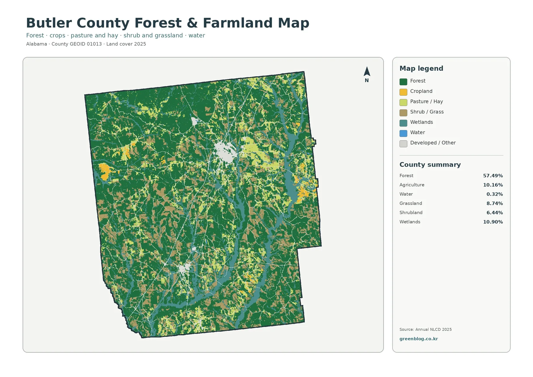 Butler County forest and farmland map