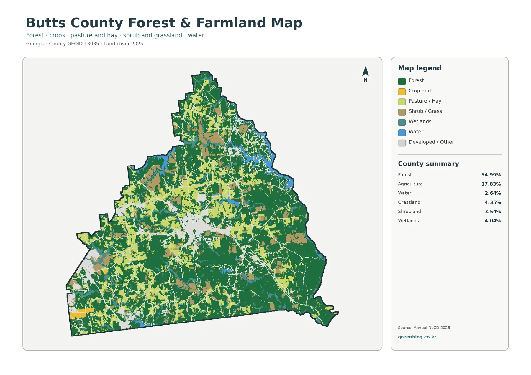Butts County forest and farmland map