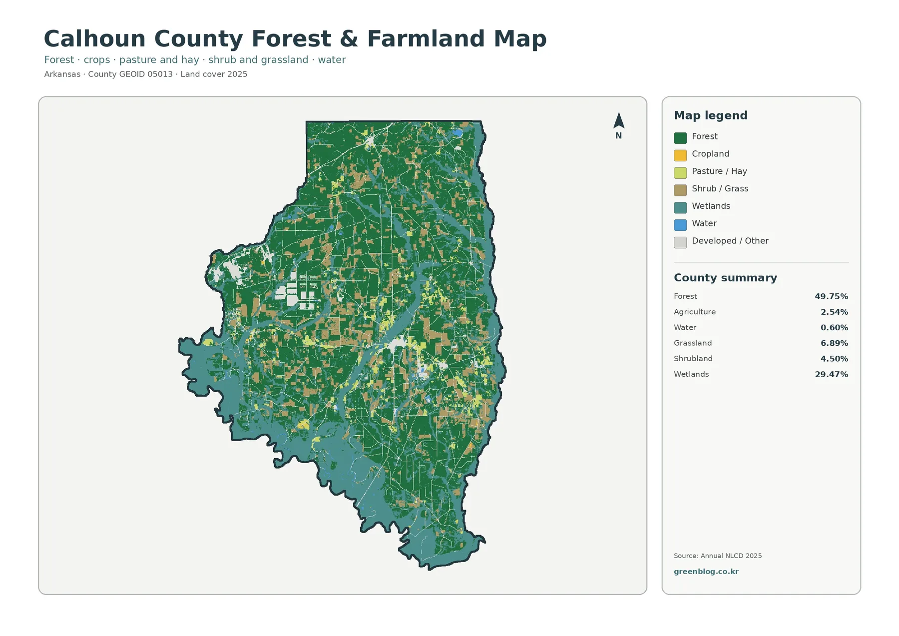 Calhoun County forest and farmland map