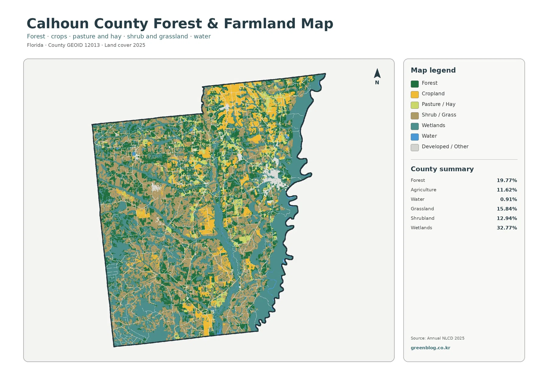 Calhoun County forest and farmland map