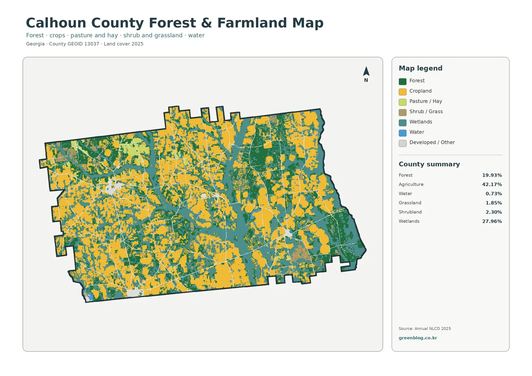 Calhoun County forest and farmland map