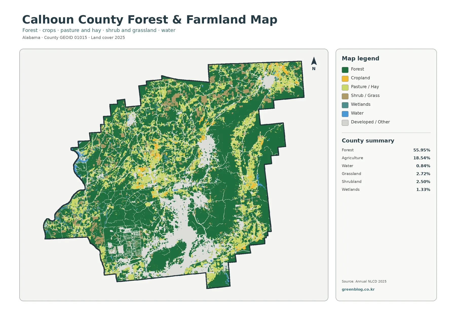 Calhoun County forest and farmland map