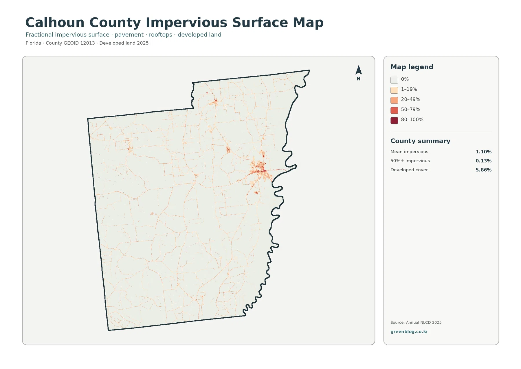 Calhoun County impervious surface and developed land map