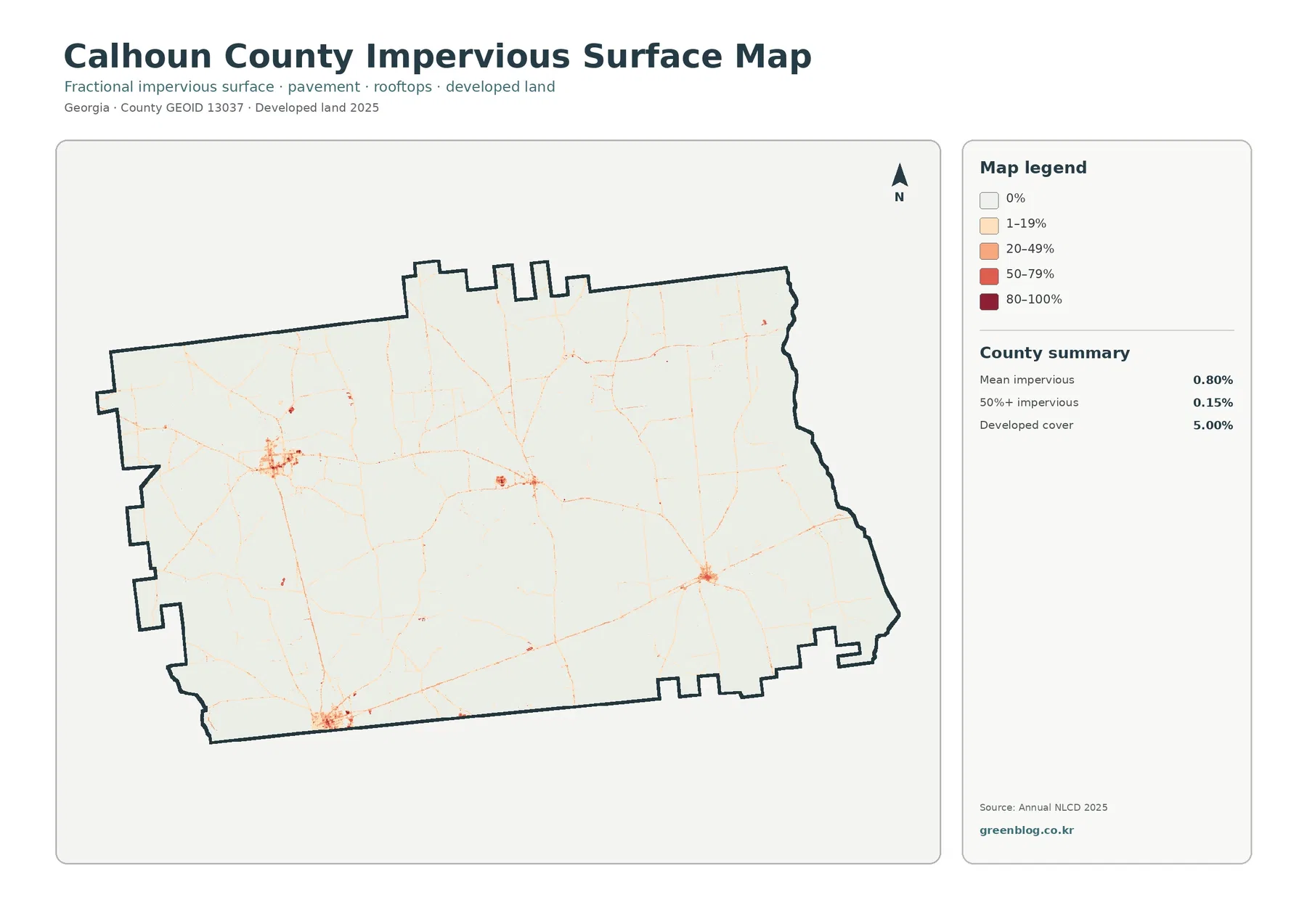 Calhoun County impervious surface and developed land map