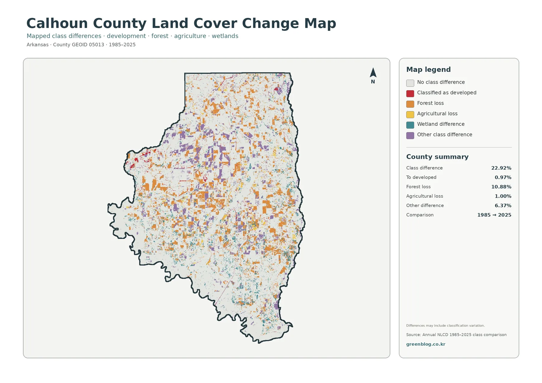 Calhoun County land cover change map