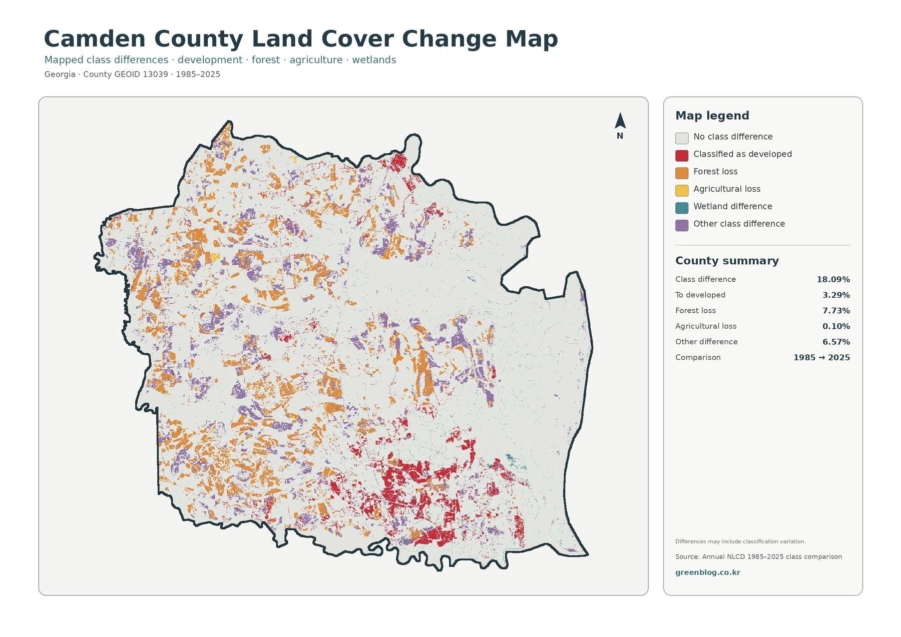Camden County land cover change map