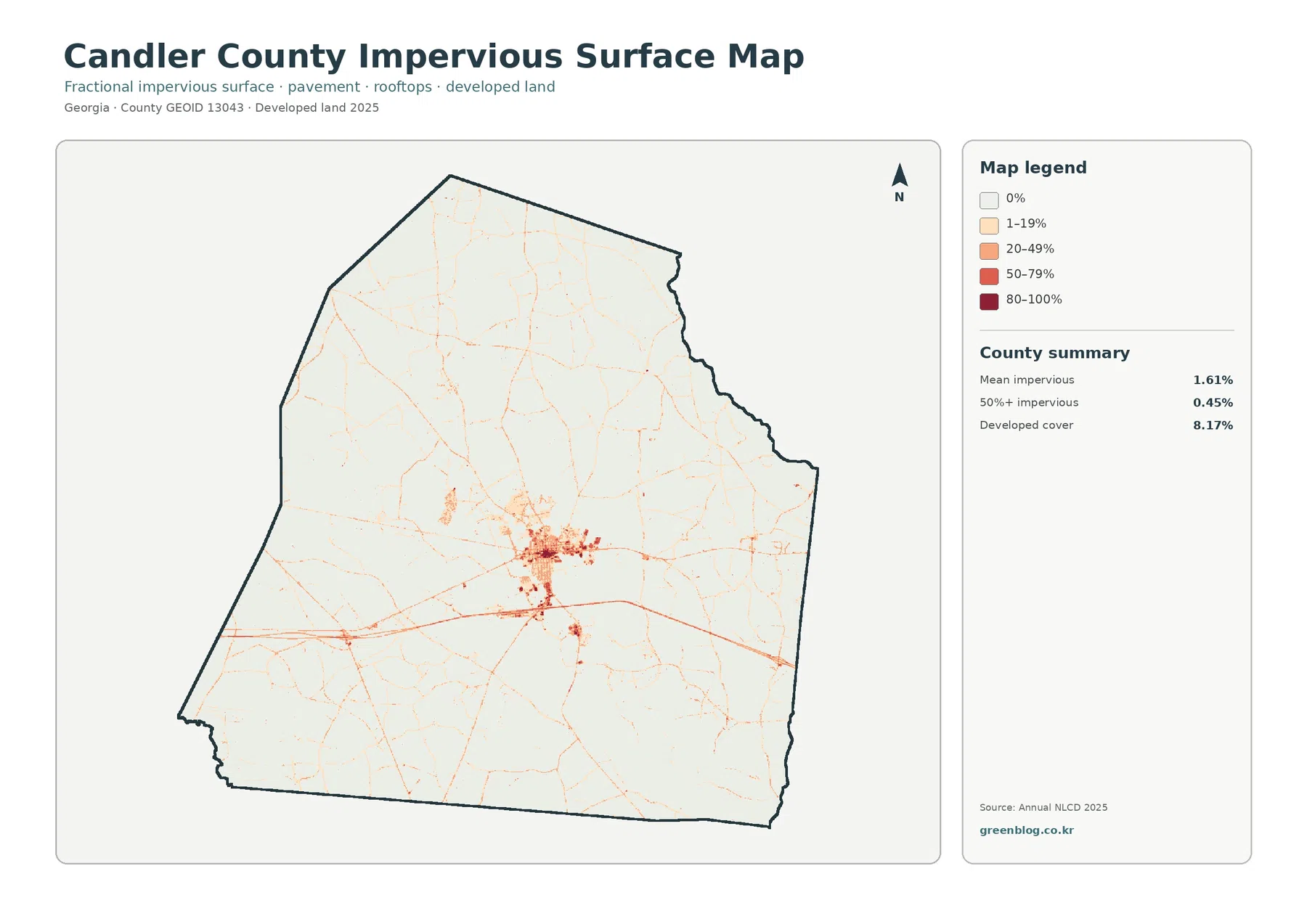 County impervious surface and developed land map