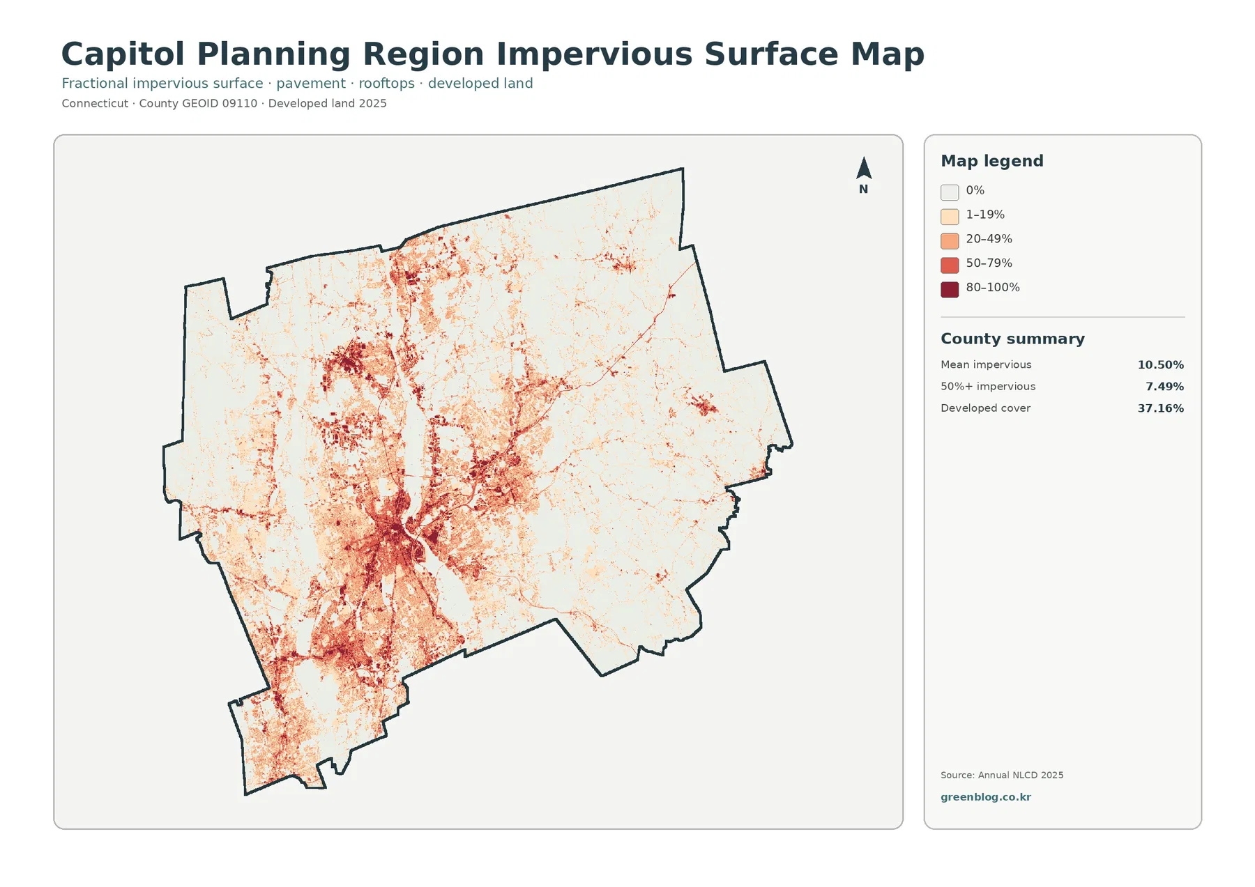 Capitol Planning Region 불투수·개발지 지도