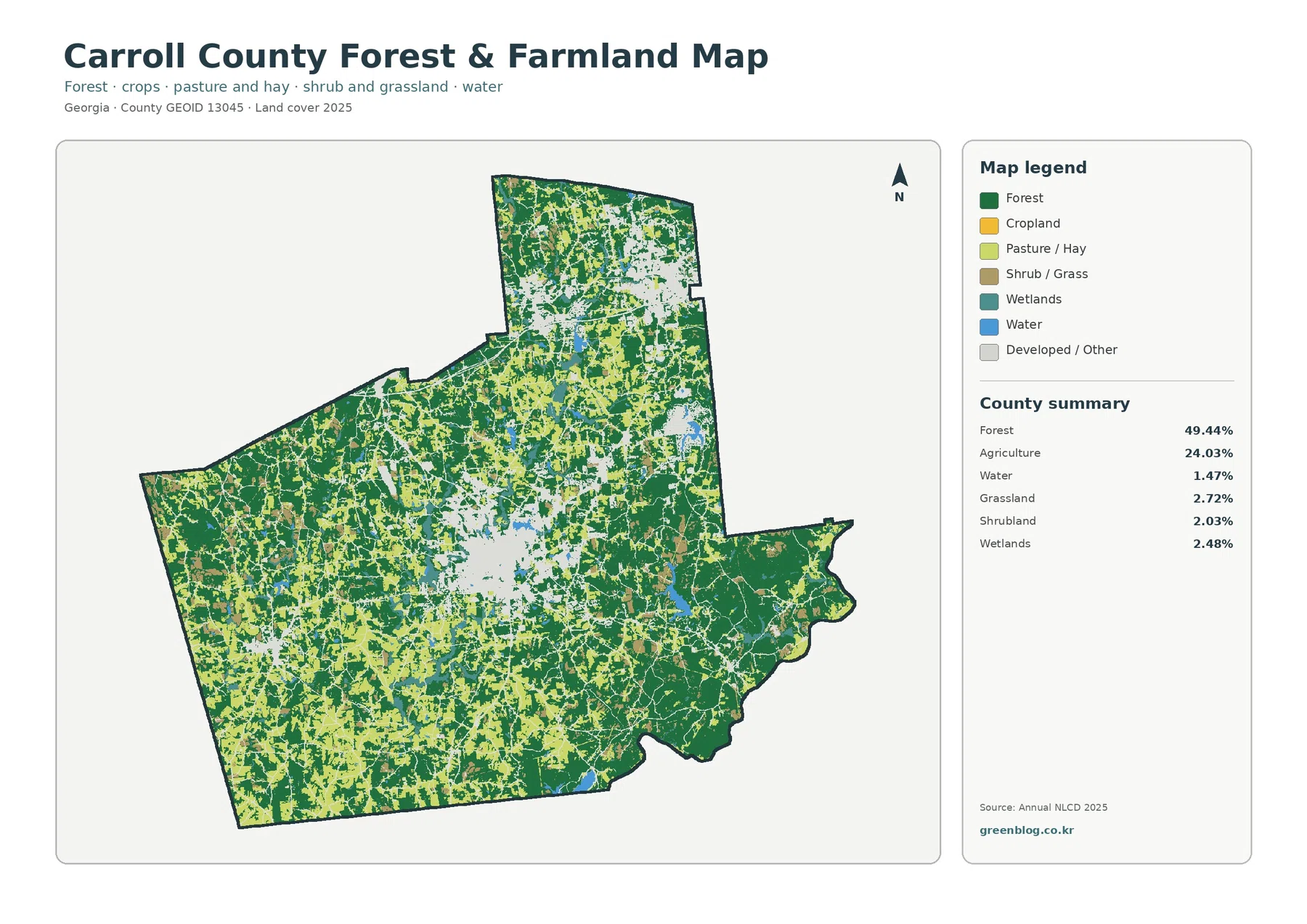 Carroll County forest and farmland map