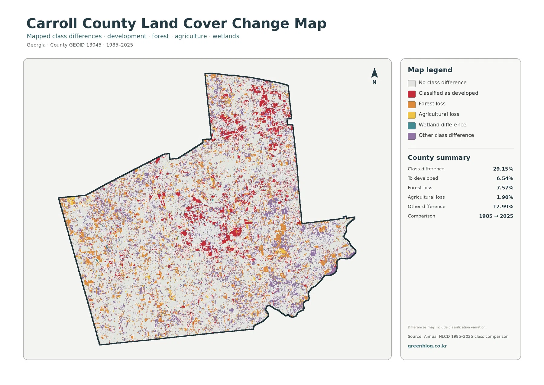 Carroll County land cover change map