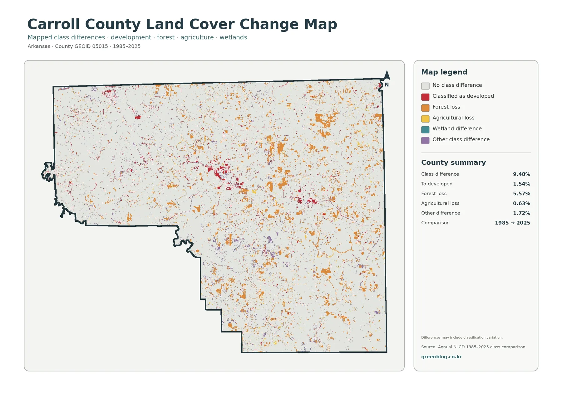 County land cover change map