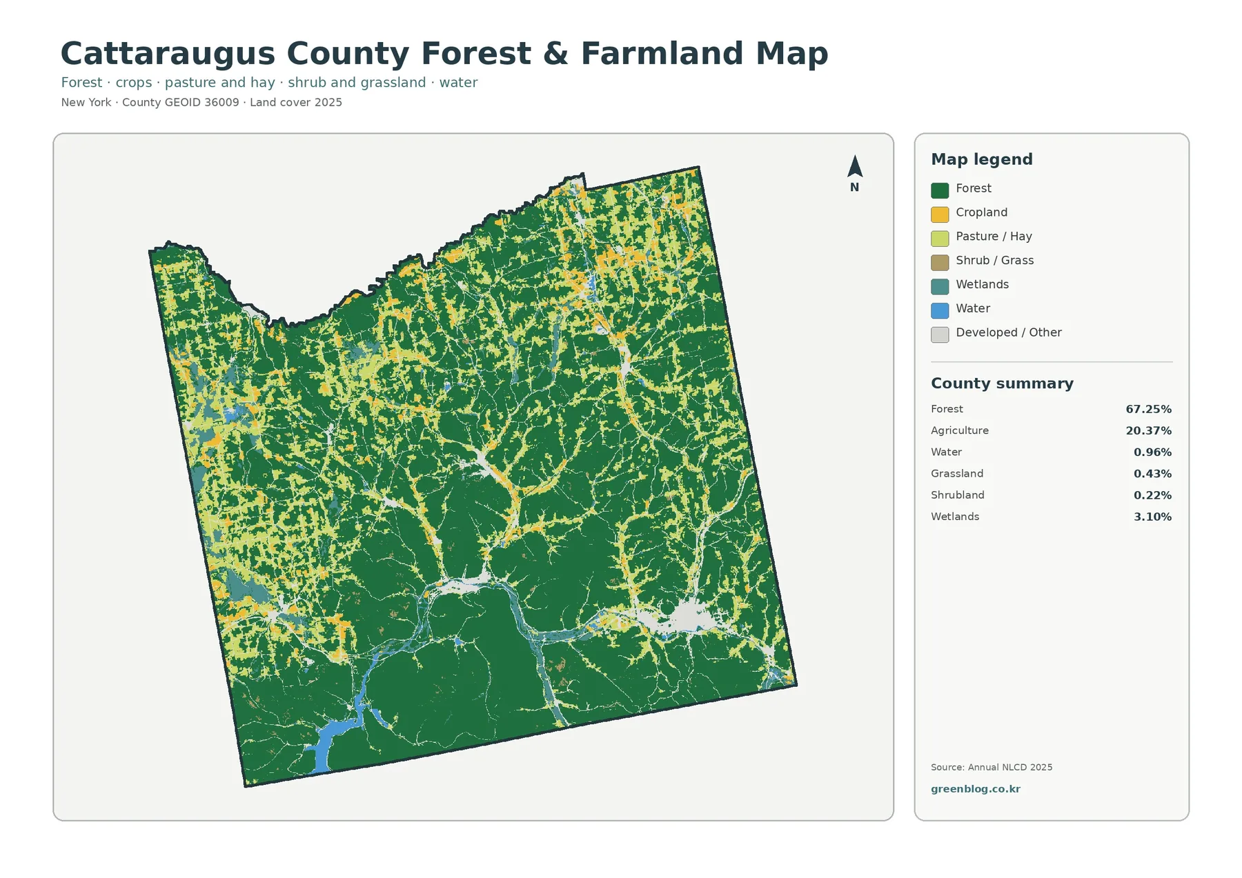 Cattaraugus County 산림·농경지 지도