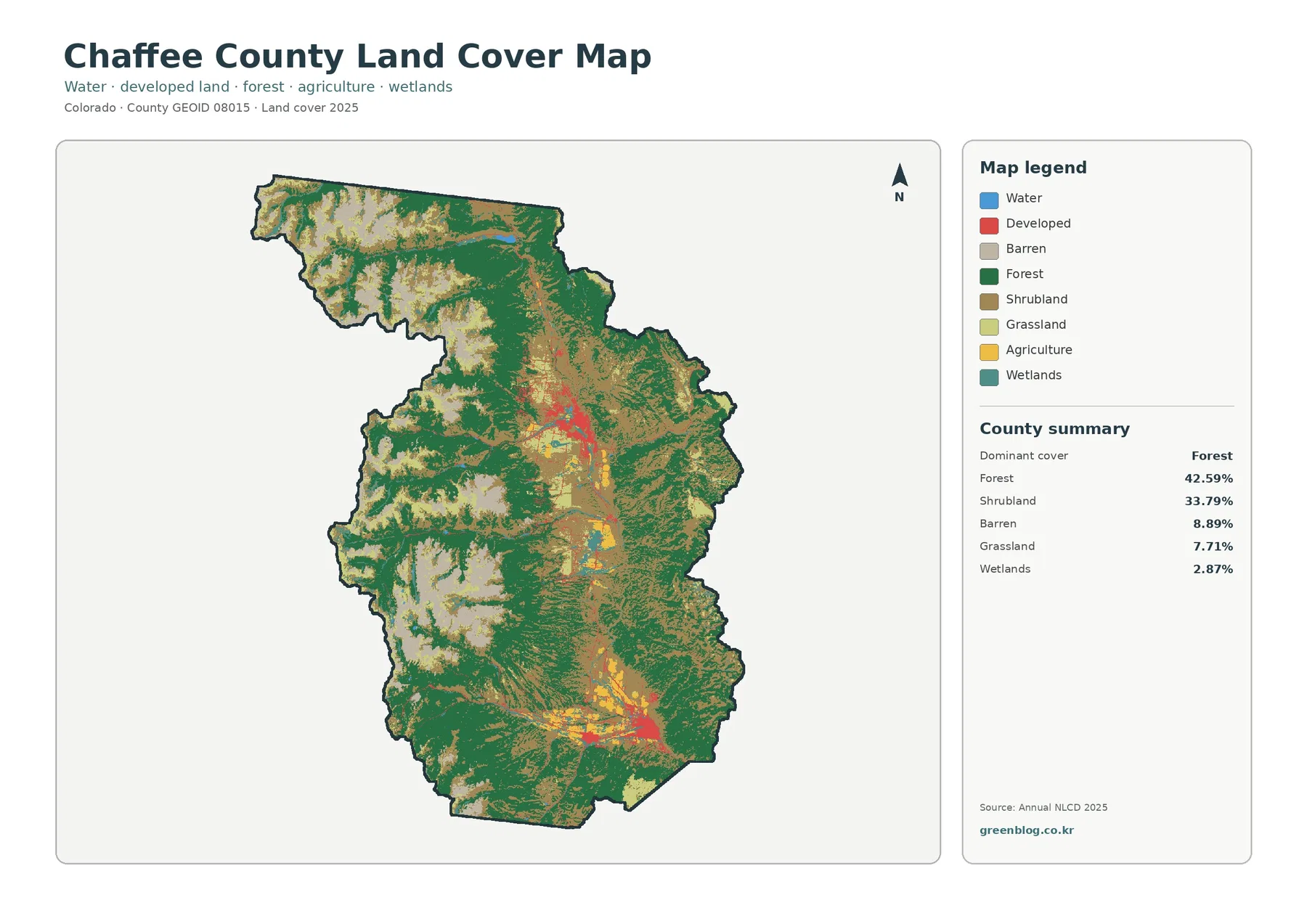 Chaffee County 토지 피복 지도