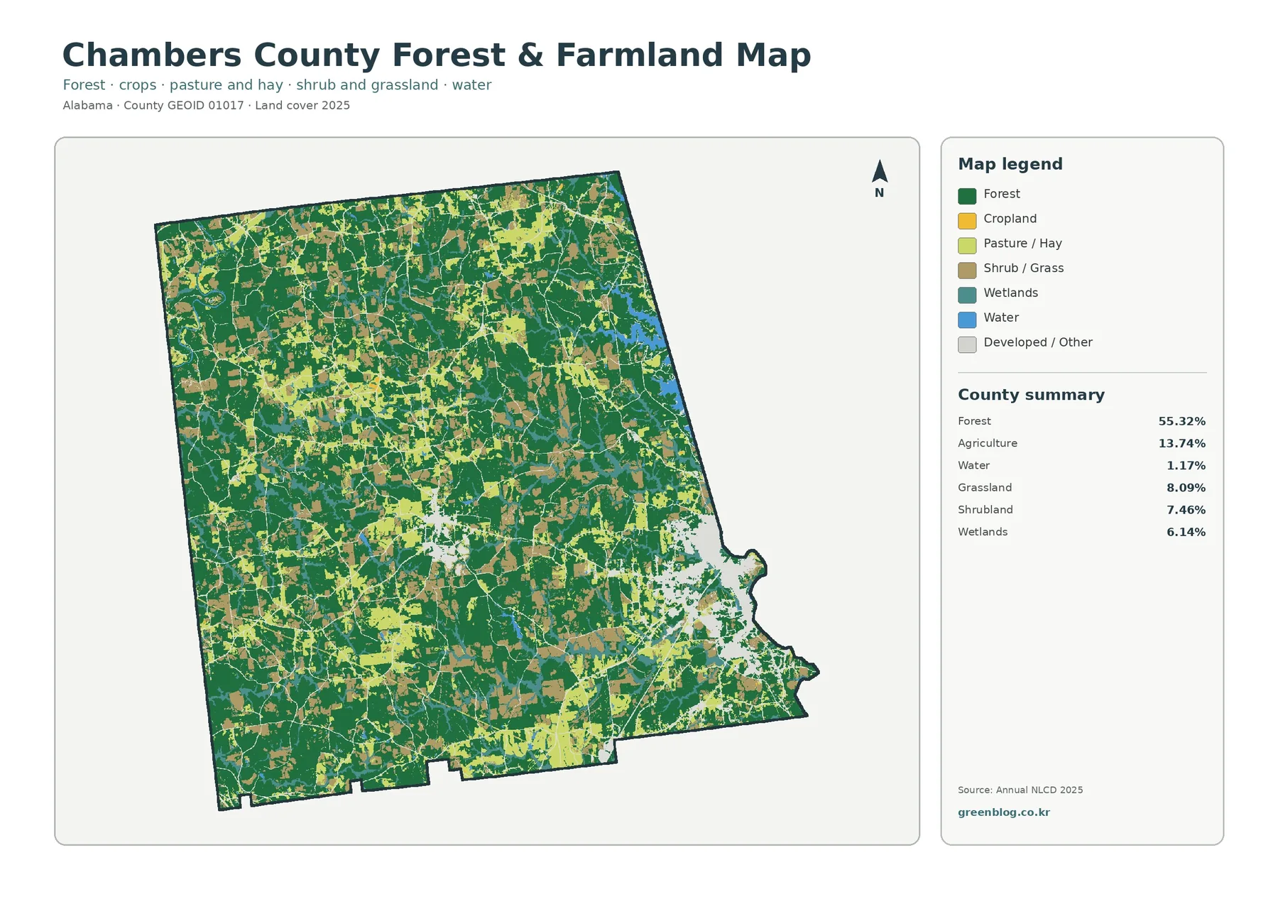 Chambers County forest and farmland map