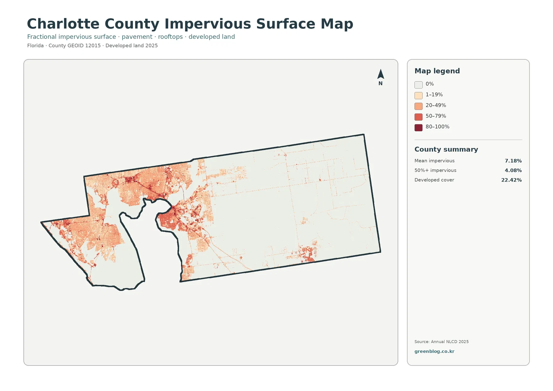 Charlotte County impervious surface and developed land map