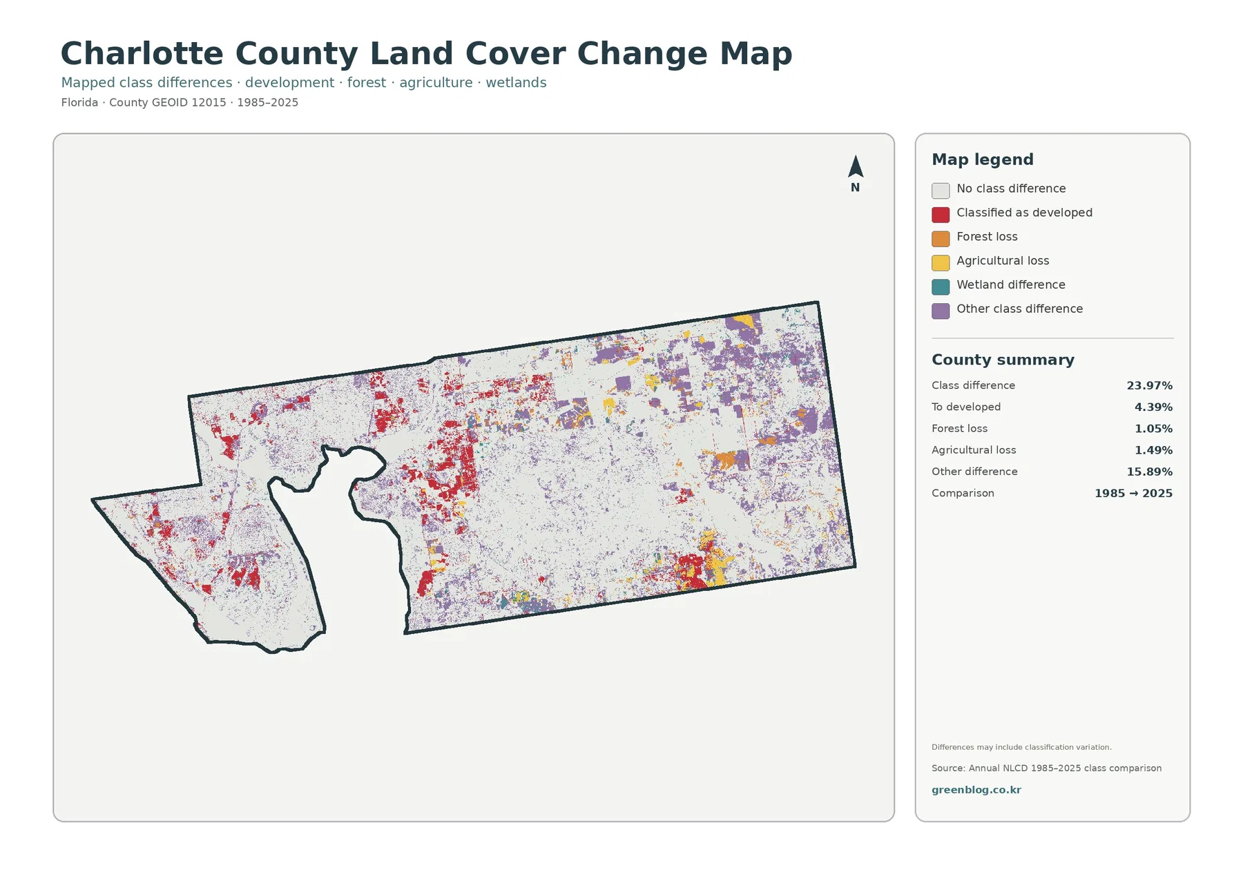 Charlotte County land cover change map