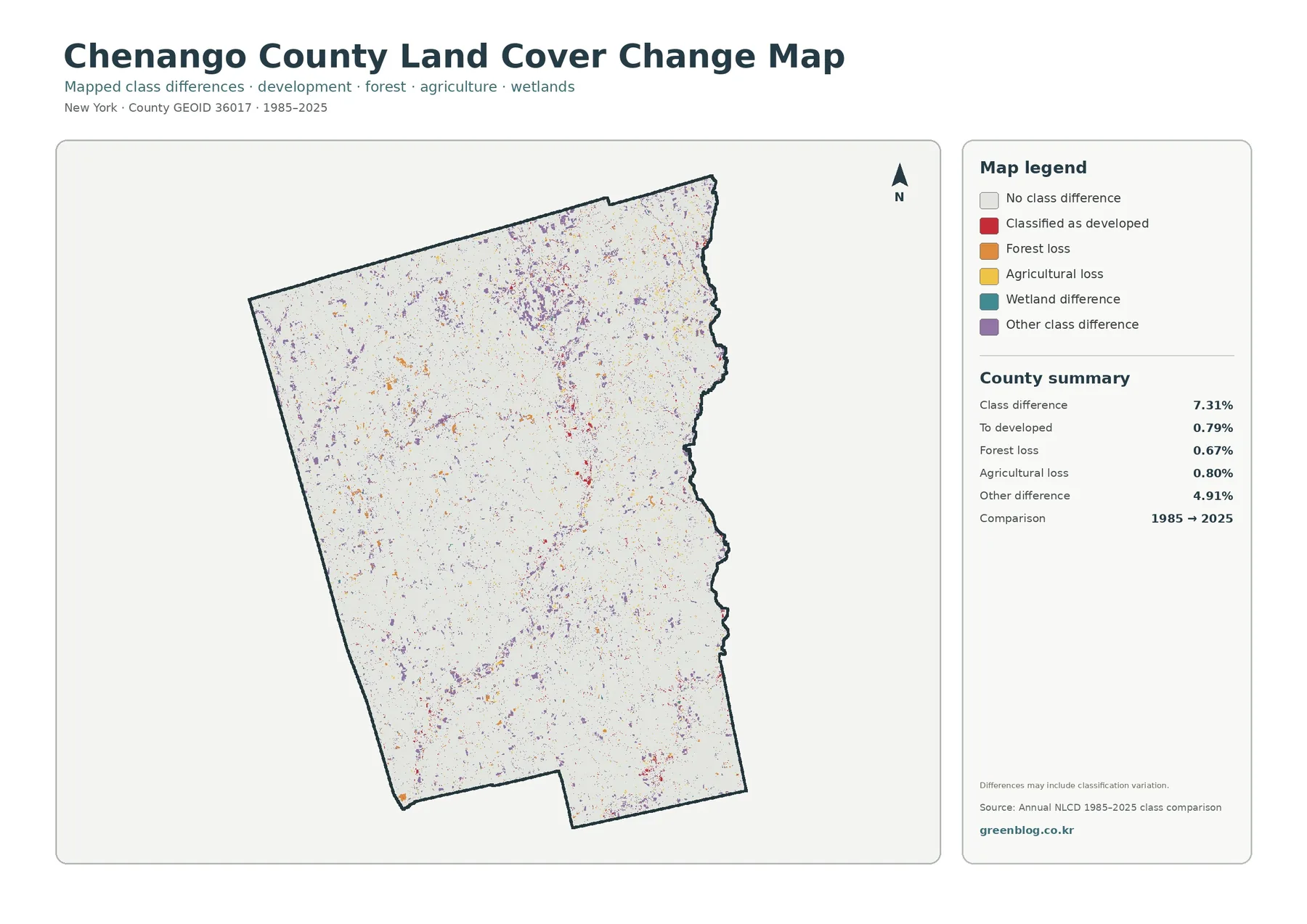 Chenango County 토지 피복 변화 지도
