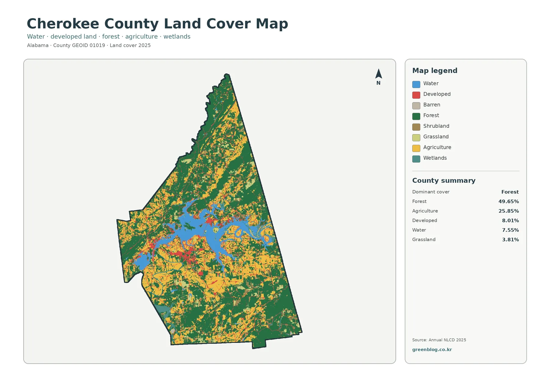 Cherokee County land cover map