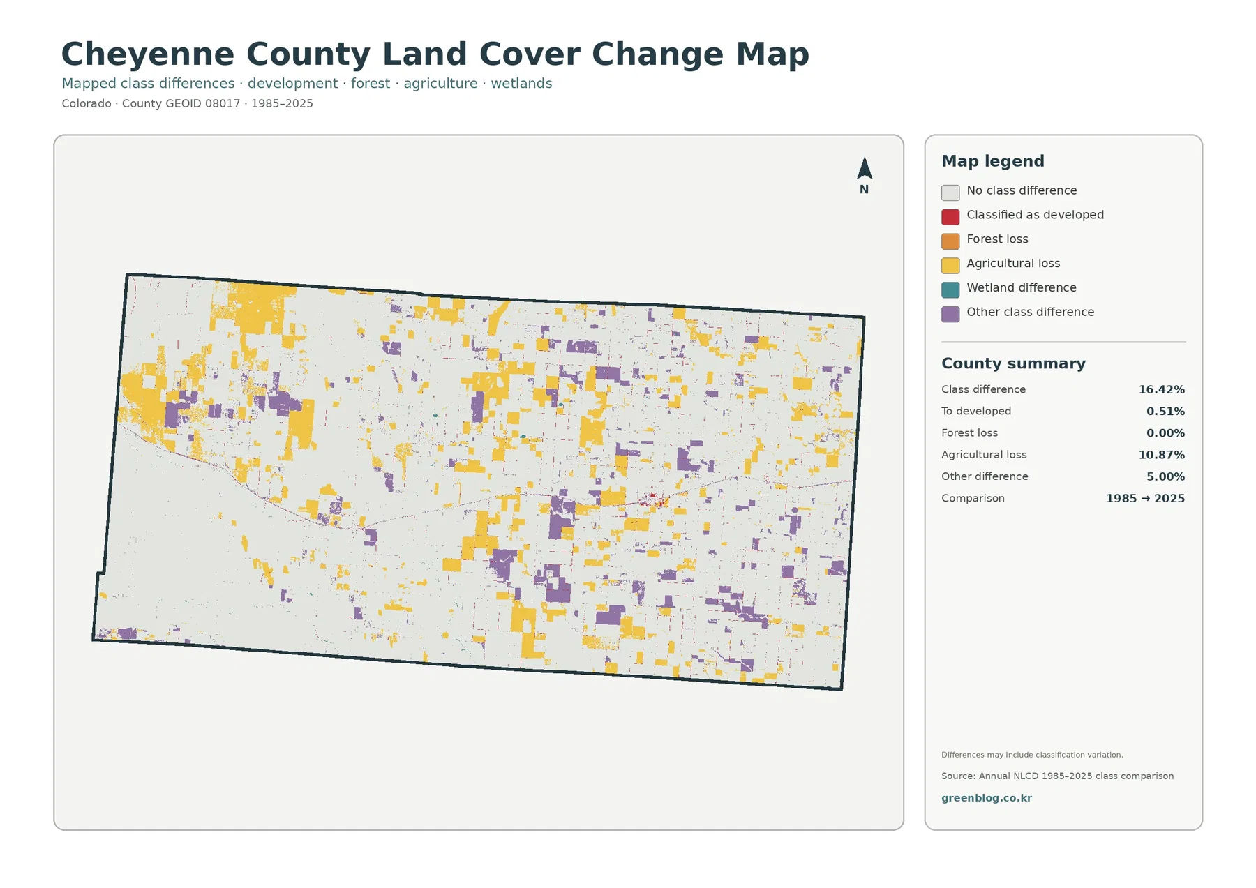 Cheyenne County land cover change map