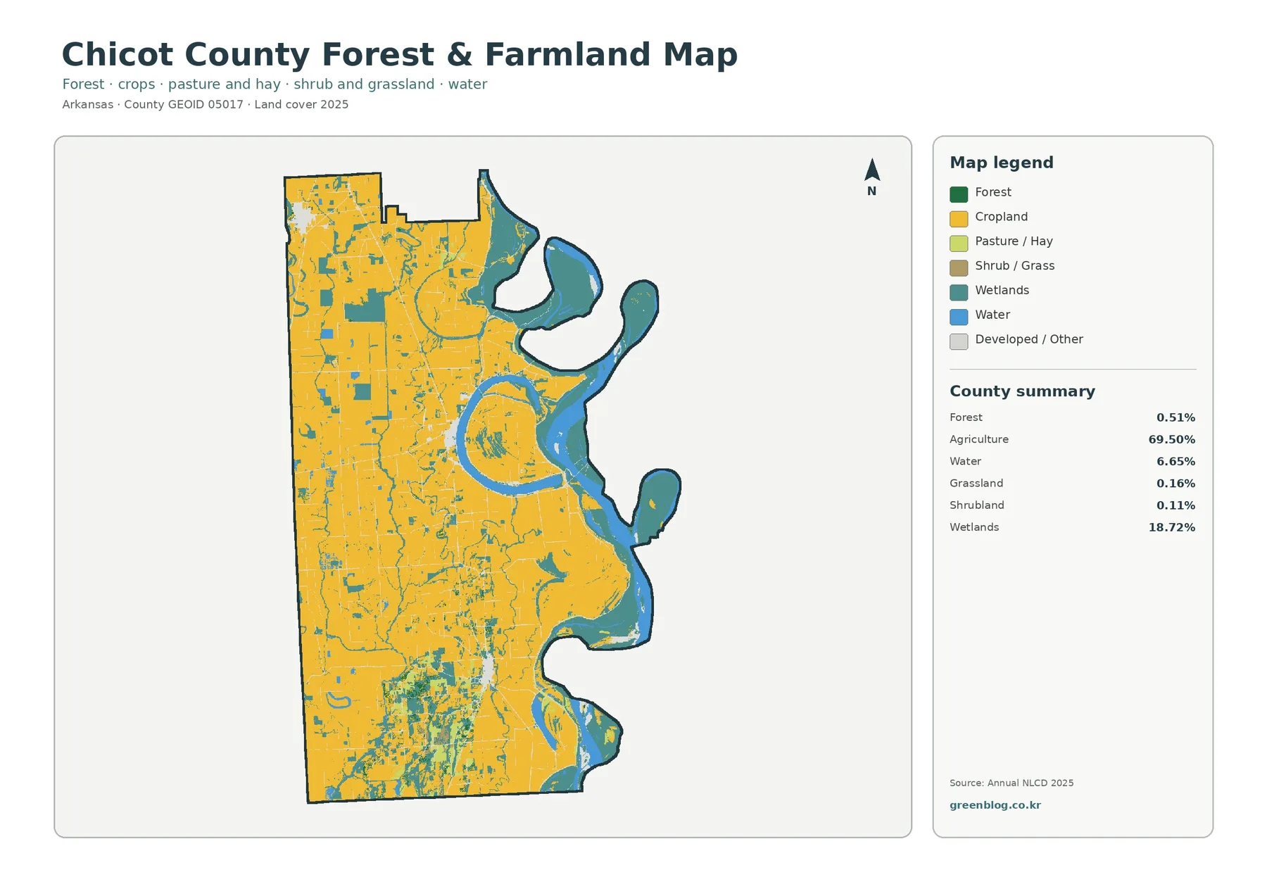 Chicot County forest and farmland map