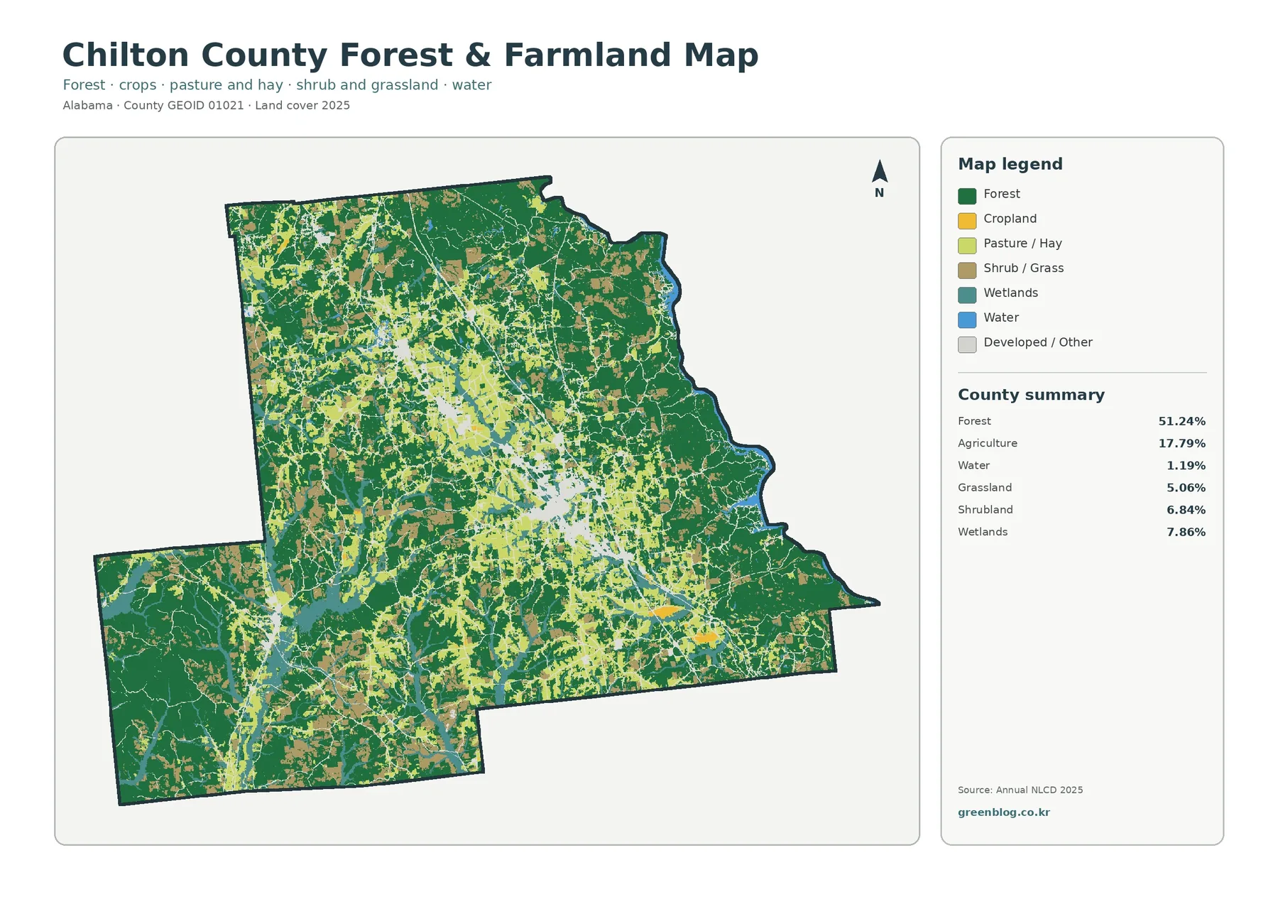 Chilton County forest and farmland map