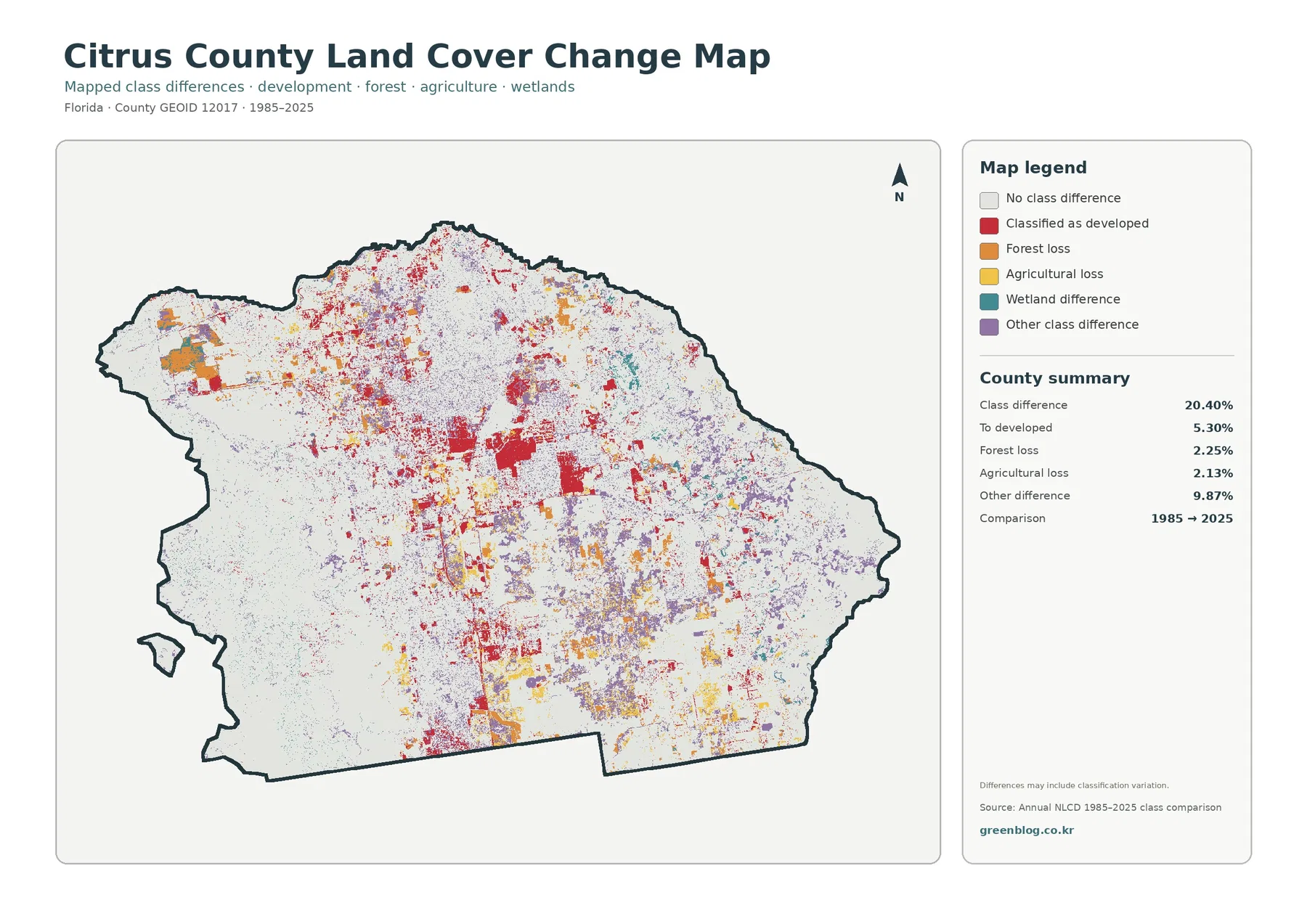Citrus County land cover change map