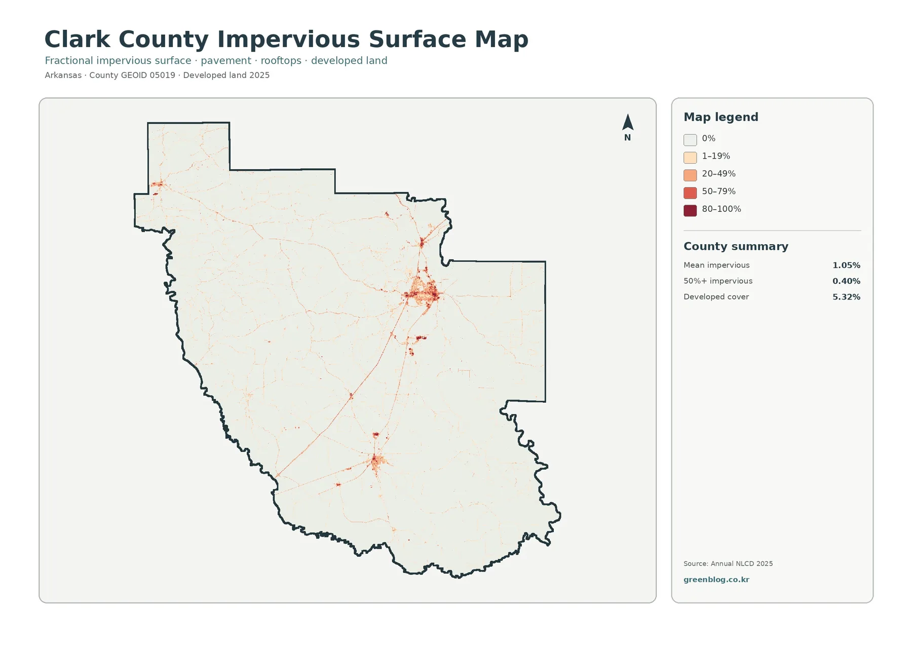 Clark County impervious surface and developed land map