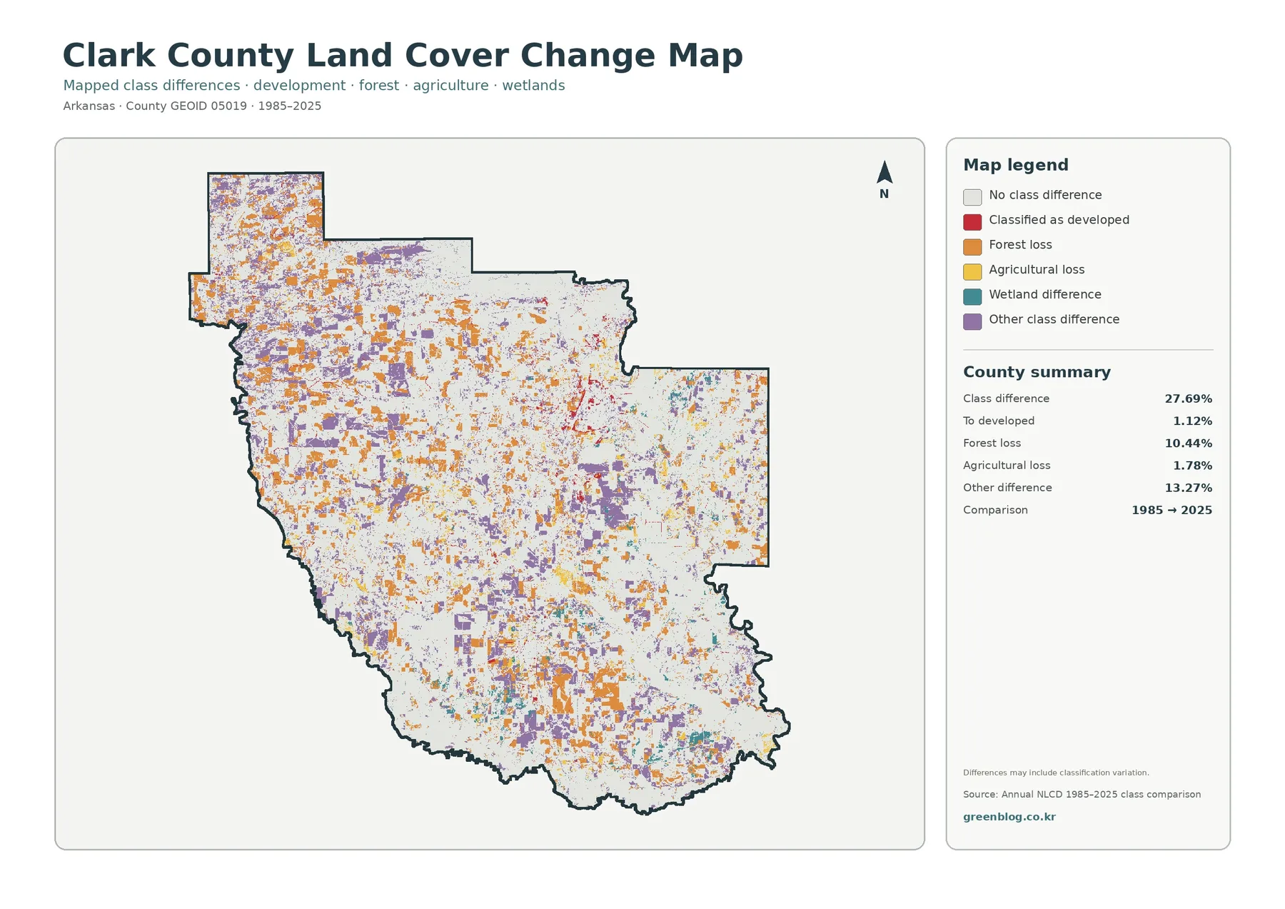 Clark County land cover change map