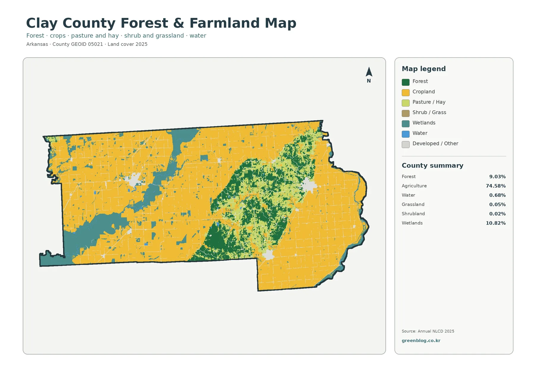 Clay County forest and farmland map