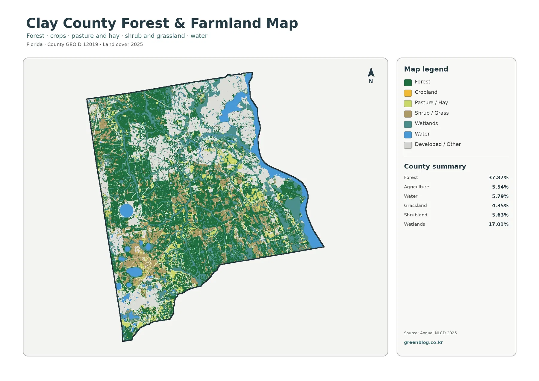 Clay County forest and farmland map