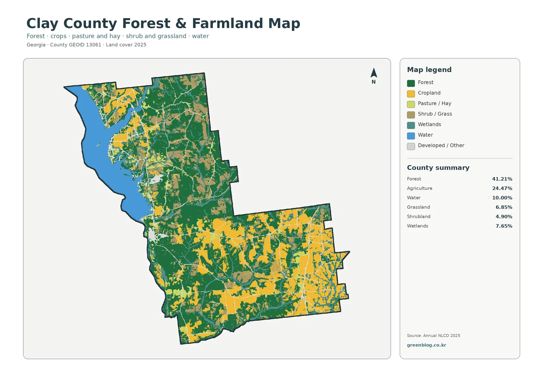 Clay County forest and farmland map