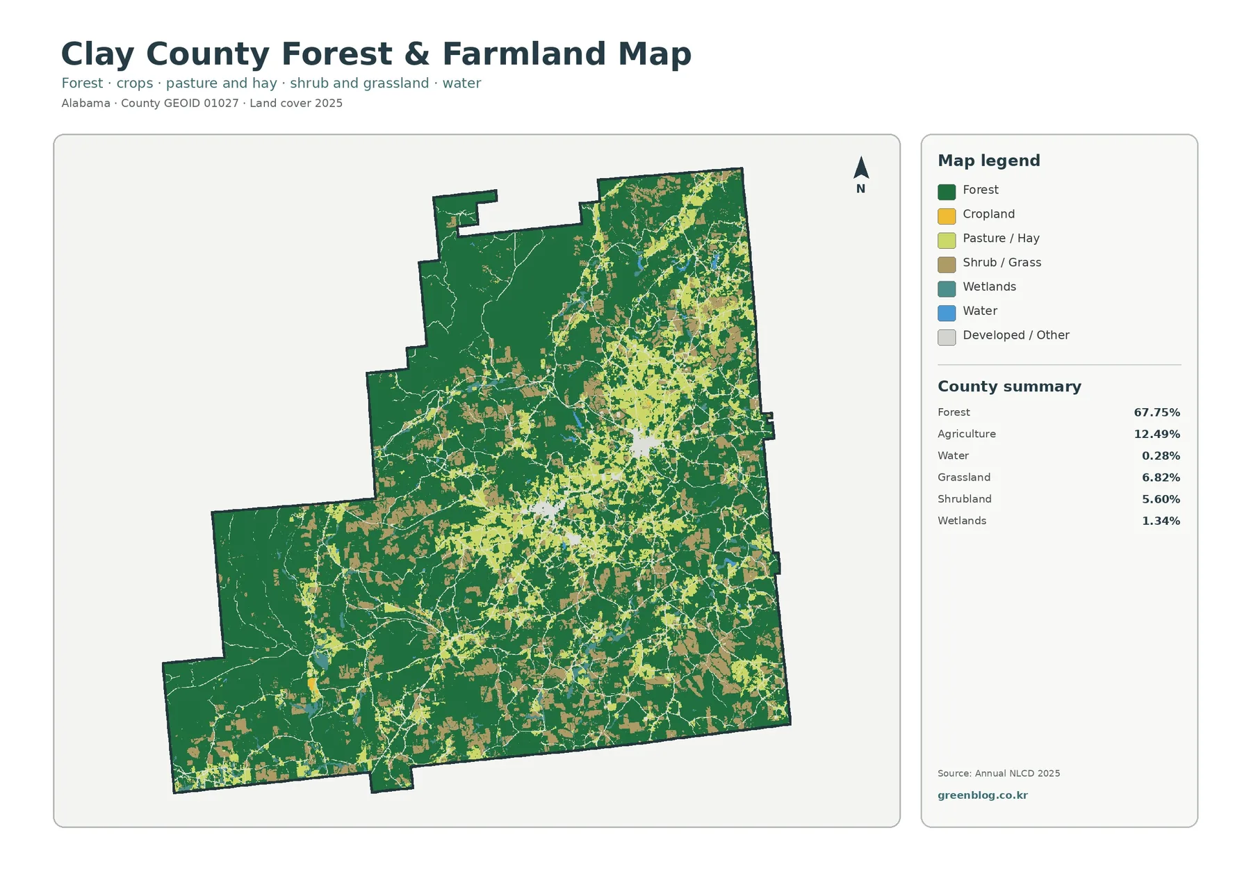 Clay County forest and farmland map