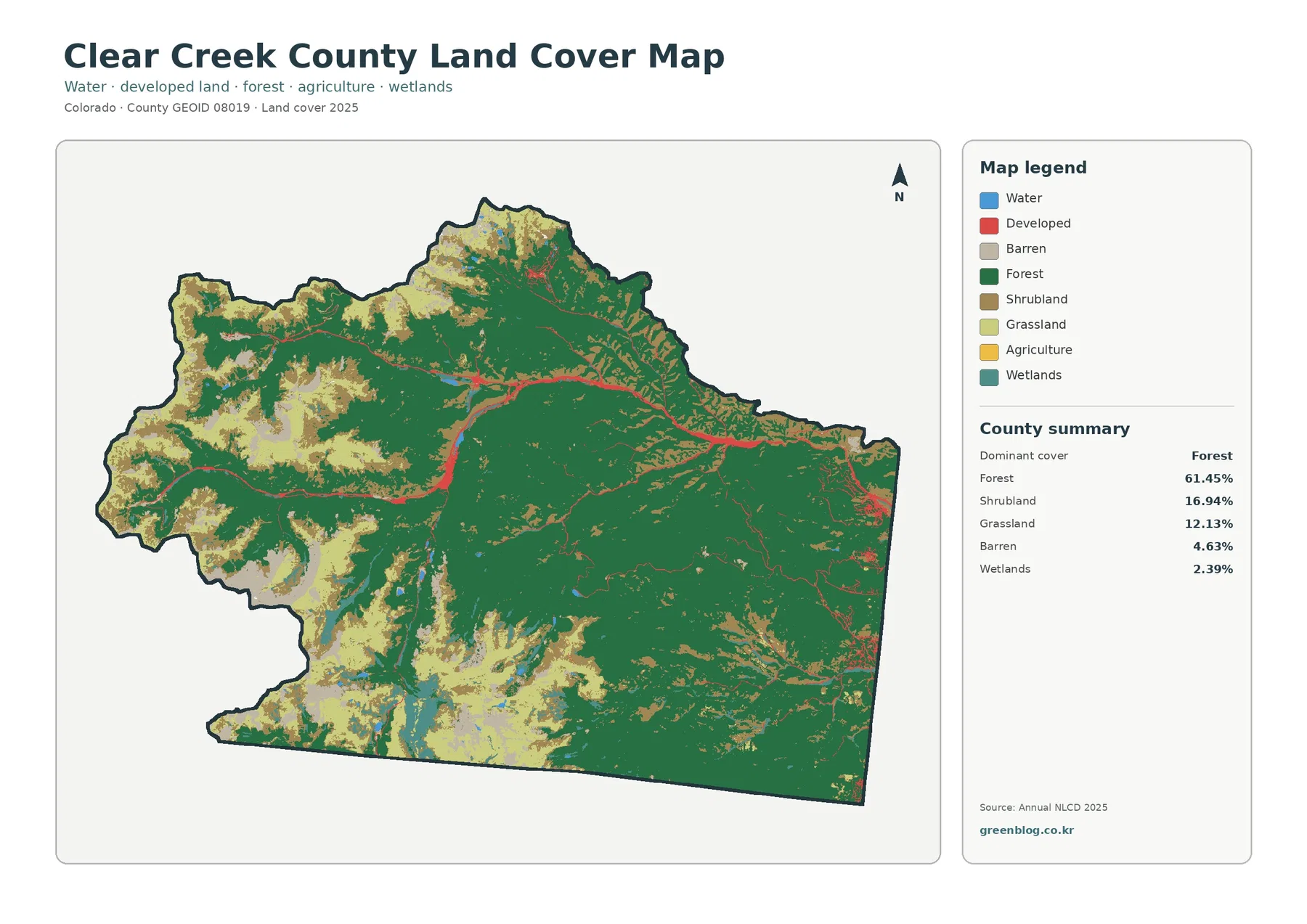 Clear Creek County land cover map