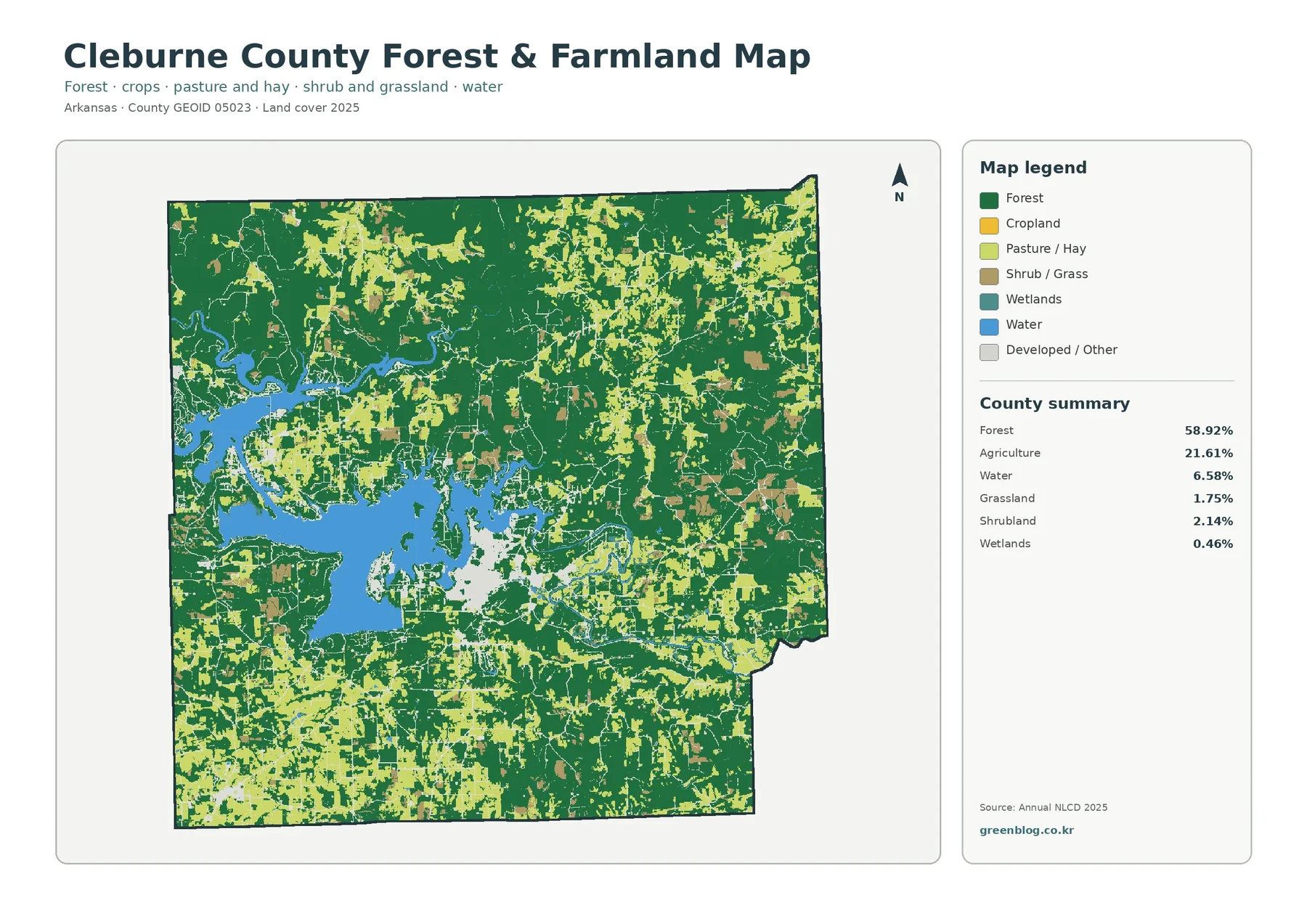 Cleburne County forest and farmland map