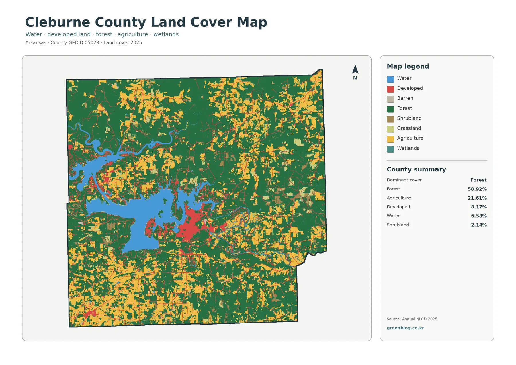 Cleburne County land cover map