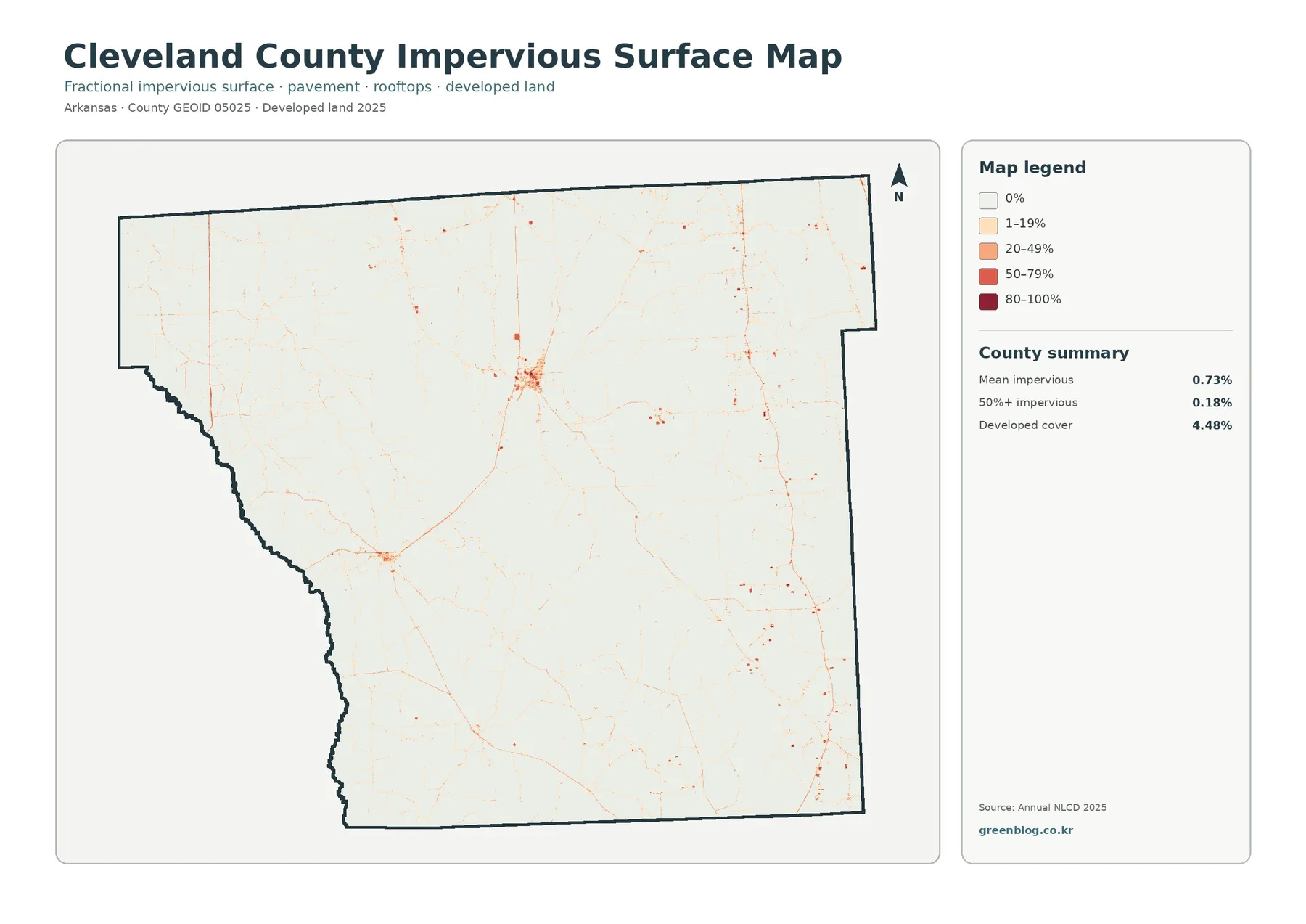 County impervious surface and developed land map