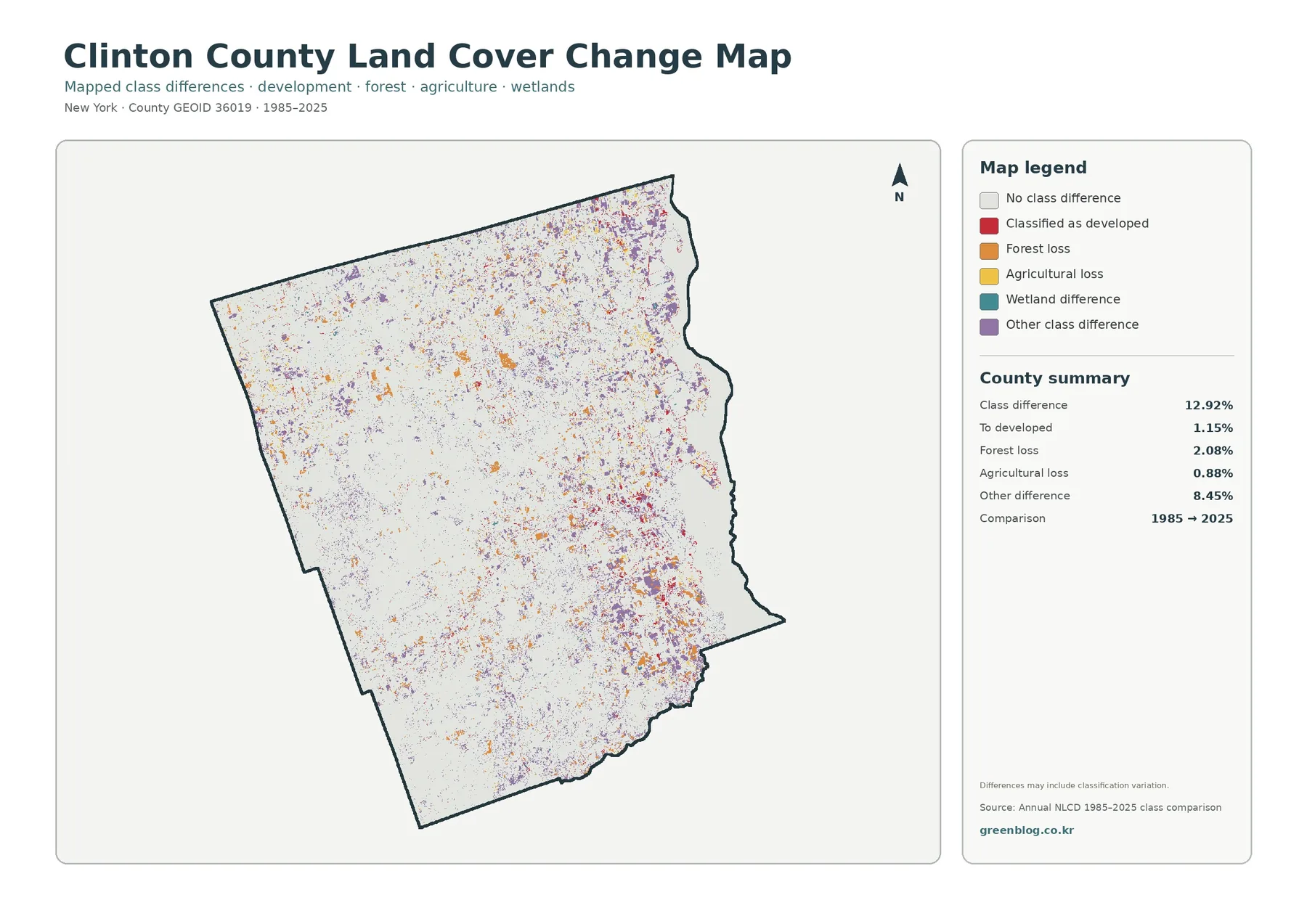 Clinton County 토지 피복 변화 지도