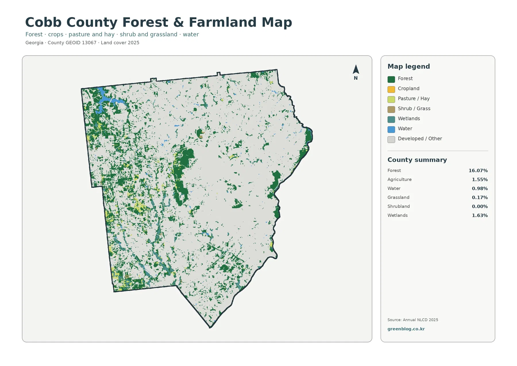 Cobb County forest and farmland map