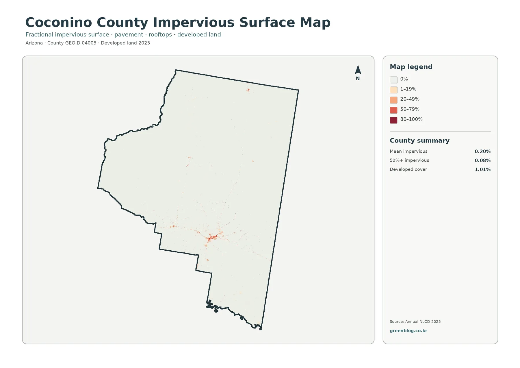 County impervious surface and developed land map